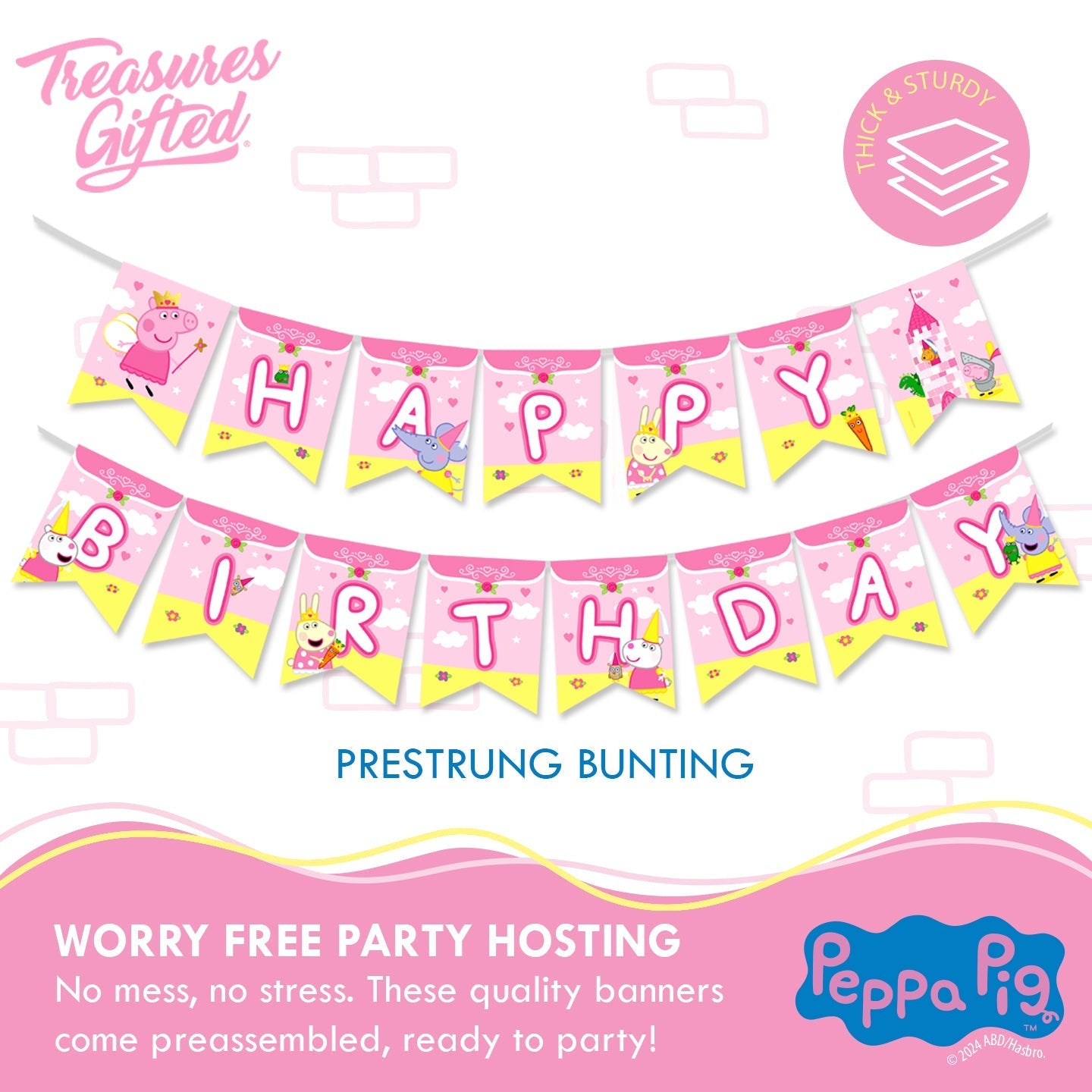 Princess Peppa Pig Birthday Banner - Princess Peppa Pig Birthday Decorations