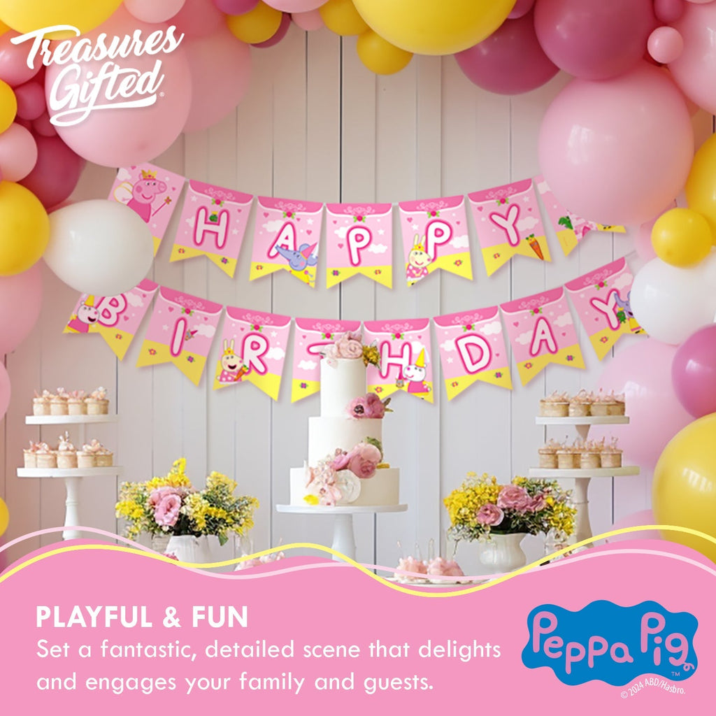 Princess Peppa Pig Birthday Banner - Princess Peppa Pig Birthday Decorations