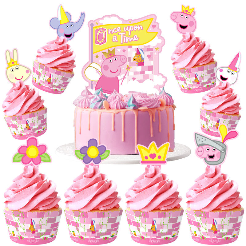 Princess Peppa Pig Cake Topper & Princess Peppa Pig Cupcake Toppers Kit