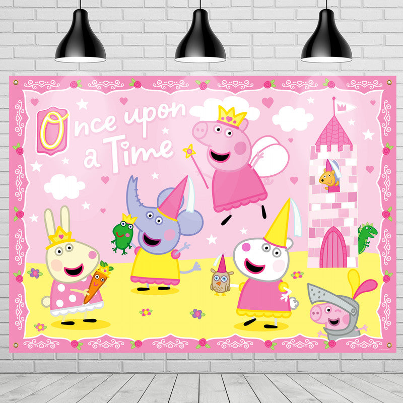 Princess Peppa Pig Backdrop - Princess Peppa Pig Party Supplies
