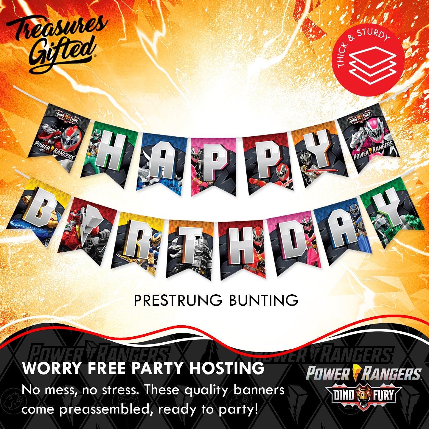 Power Rangers Birthday Banner - Power Rangers Party Supplies