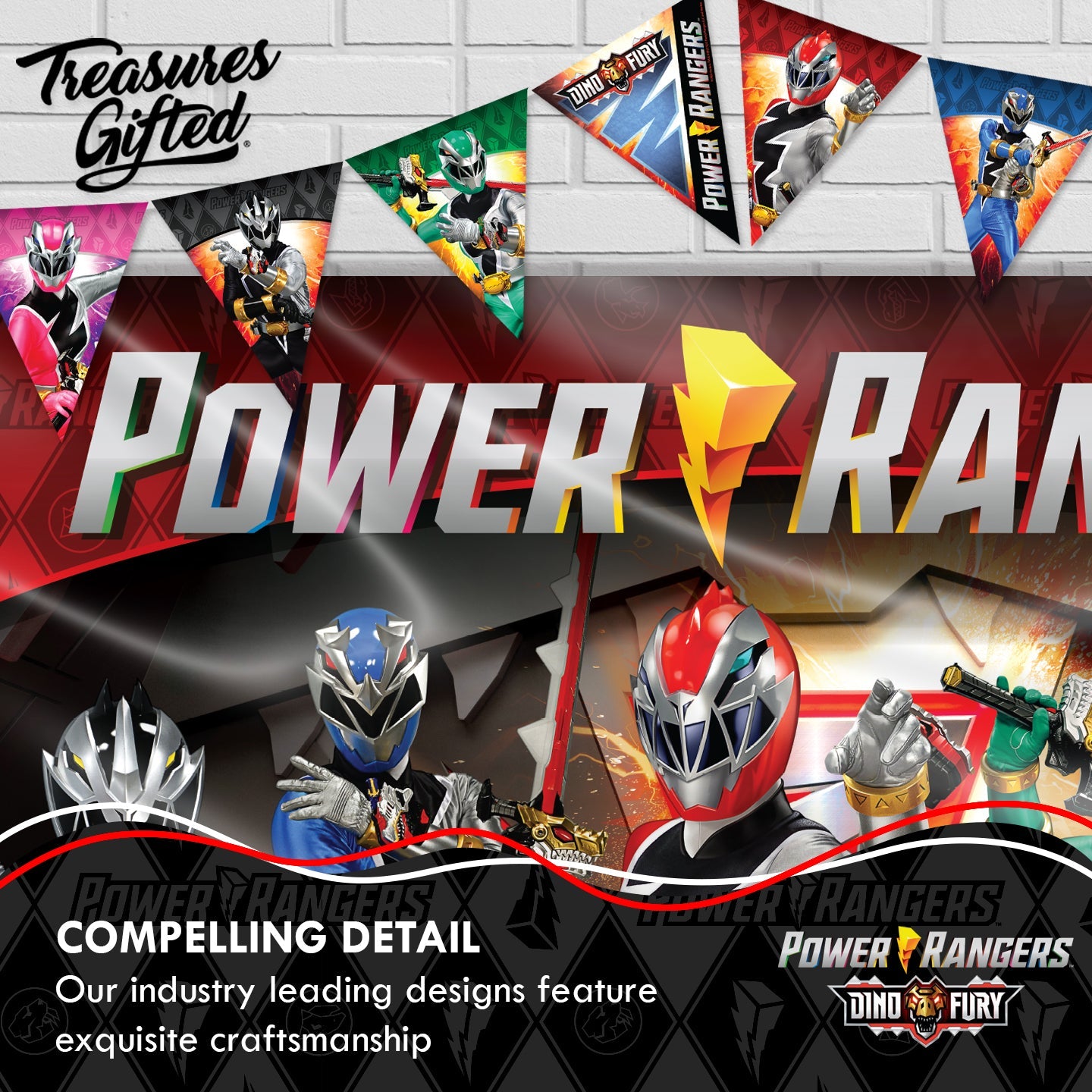 Power Rangers Birthday Banner Pennant - Power Rangers Party Supplies
