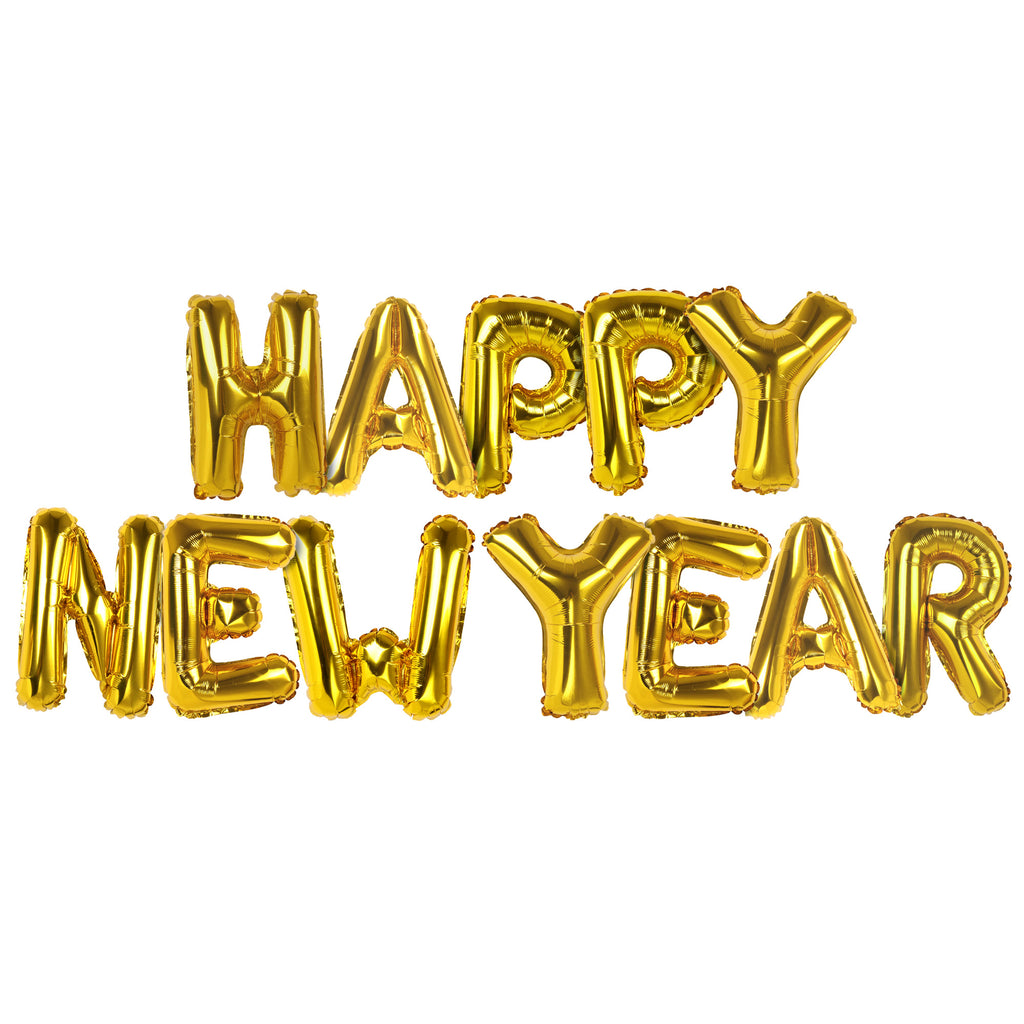16 Inch Gold Foil Happy New Year Balloons