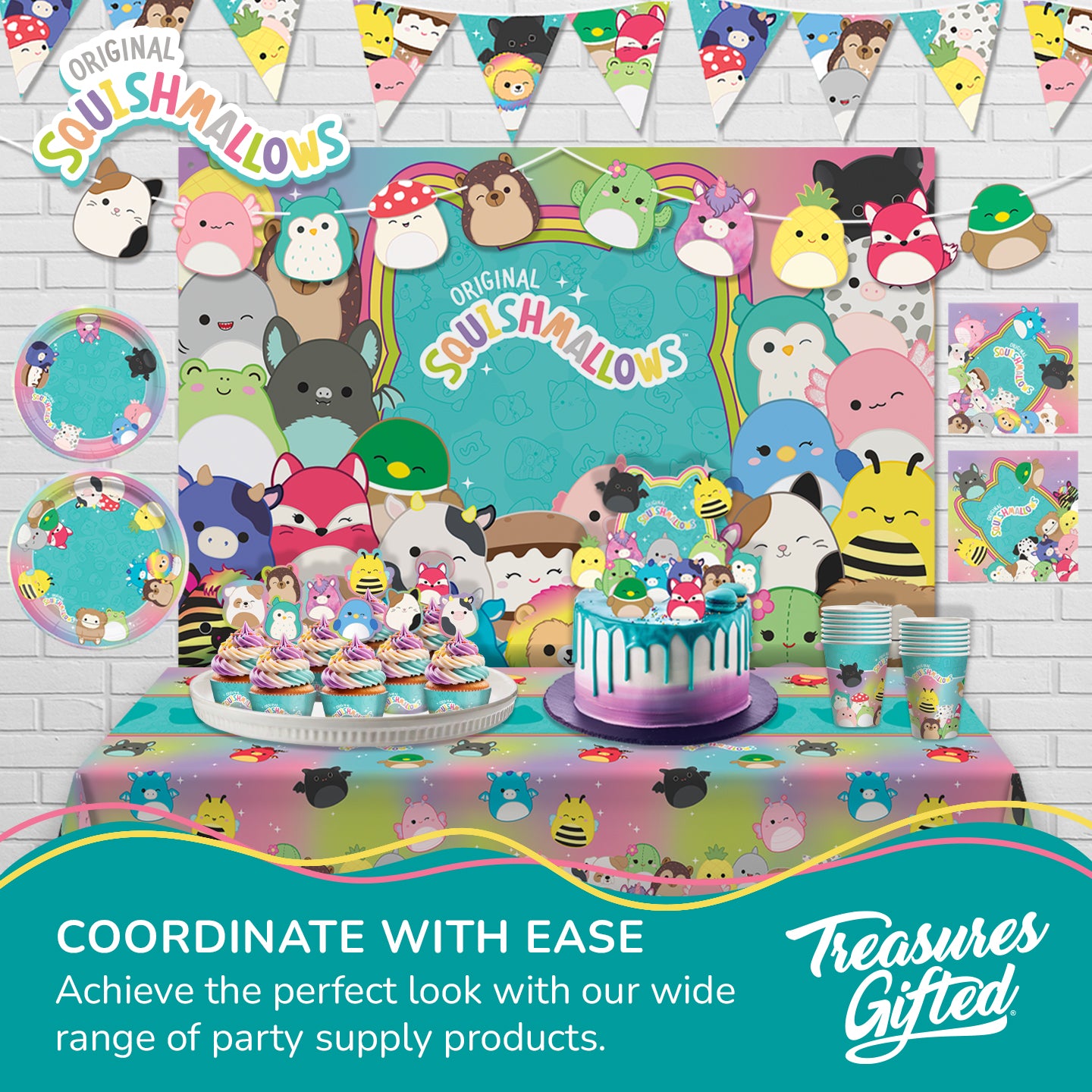 Squishmallows Party Decorations Tableware Starter Set for 24 Guests