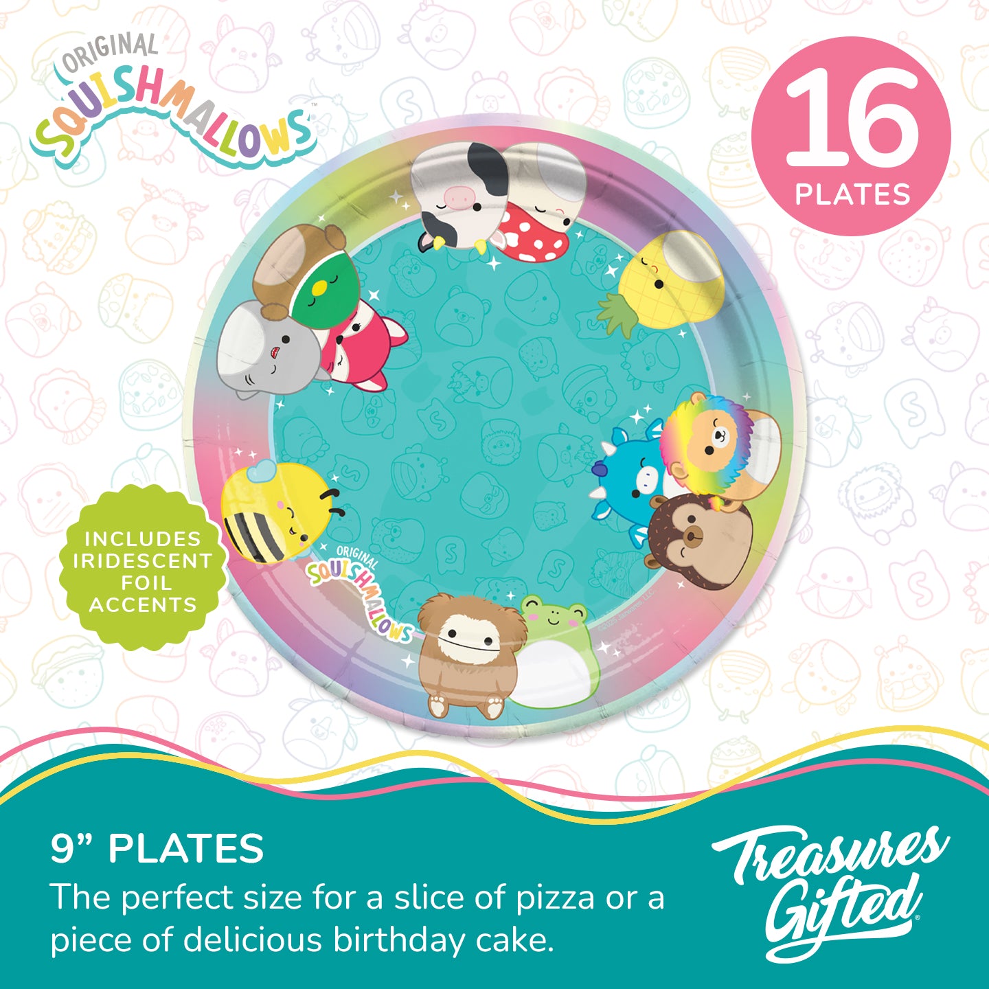 Squishmallows Party Decorations Tableware Classic Set for 16 Guests