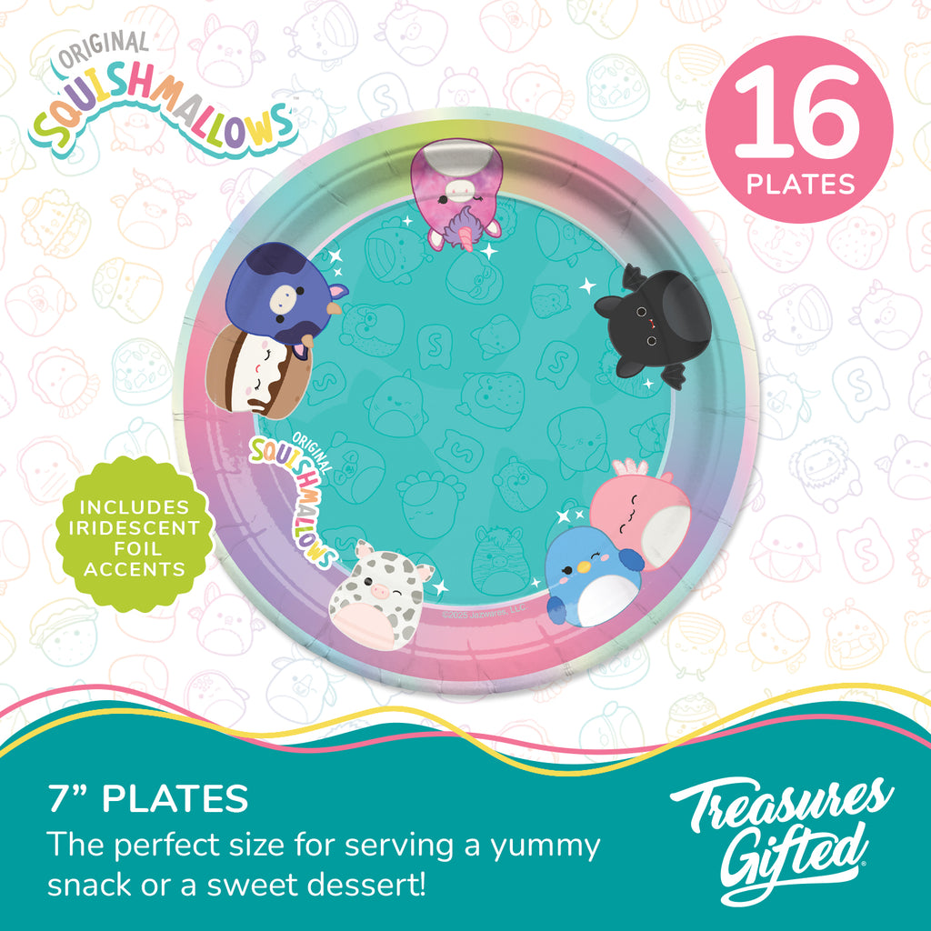 Squishmallows Party Decorations Tableware Classic Set for 16 Guests