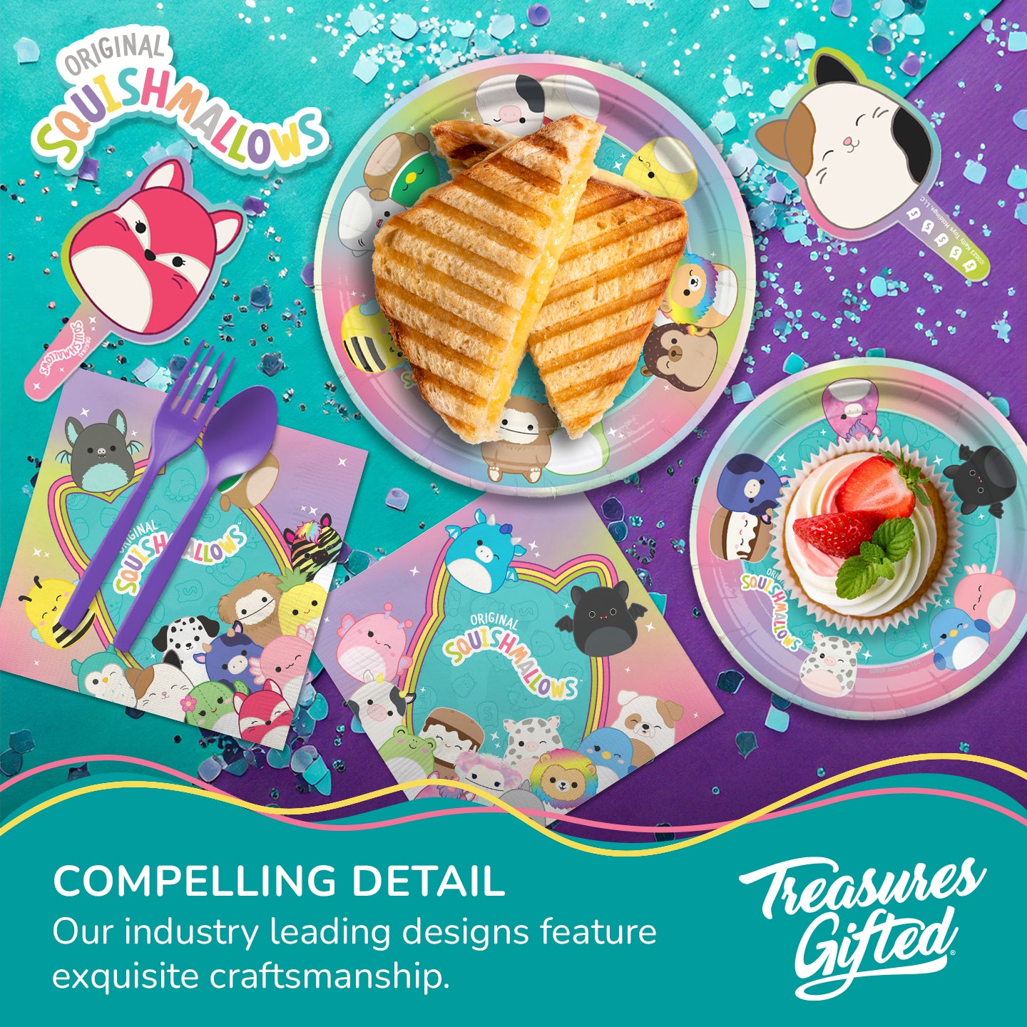 Squishmallows Party Decorations Tableware Classic Set for 24 Guests