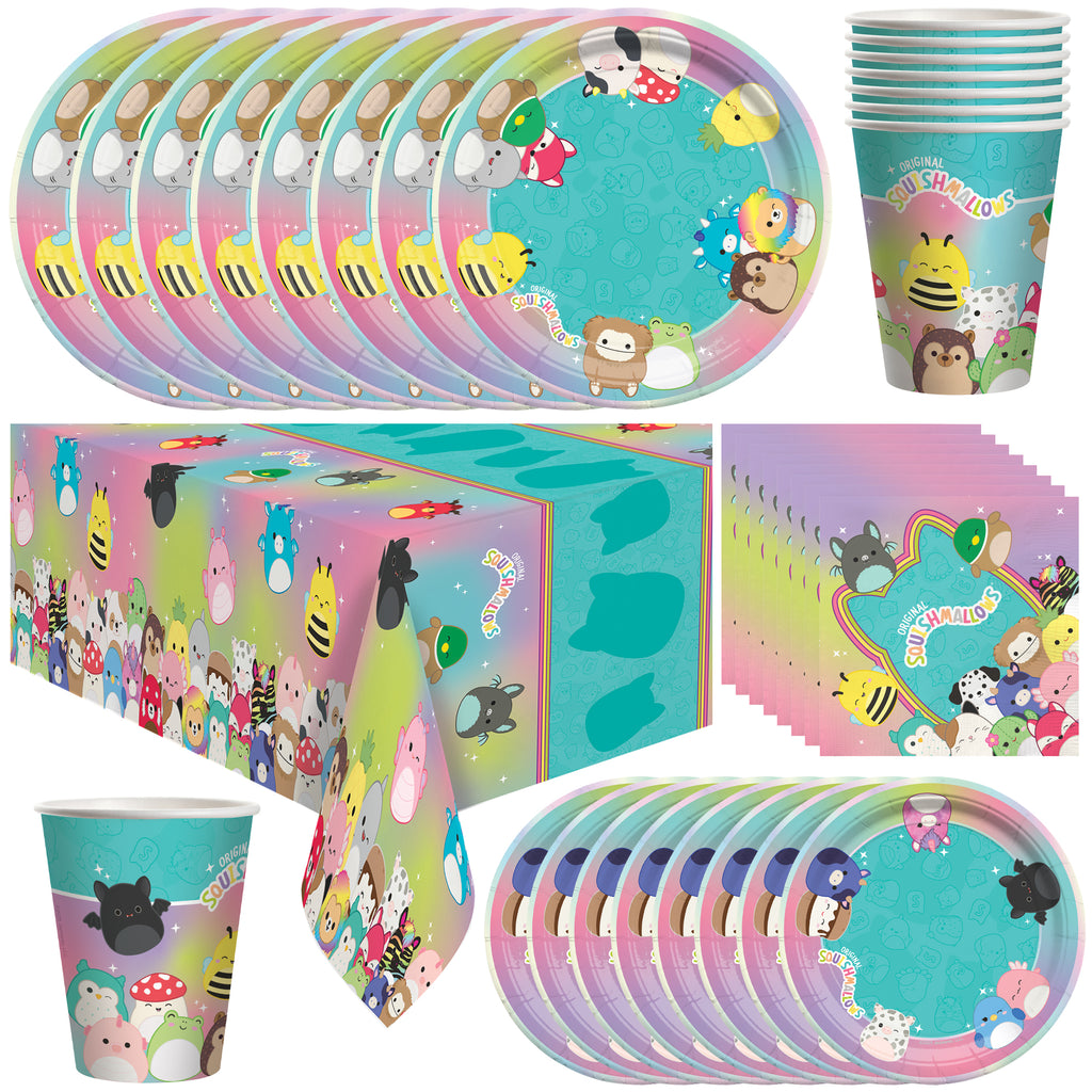 Squishmallows Party Decorations Tableware Deluxe Set for 16 Guests