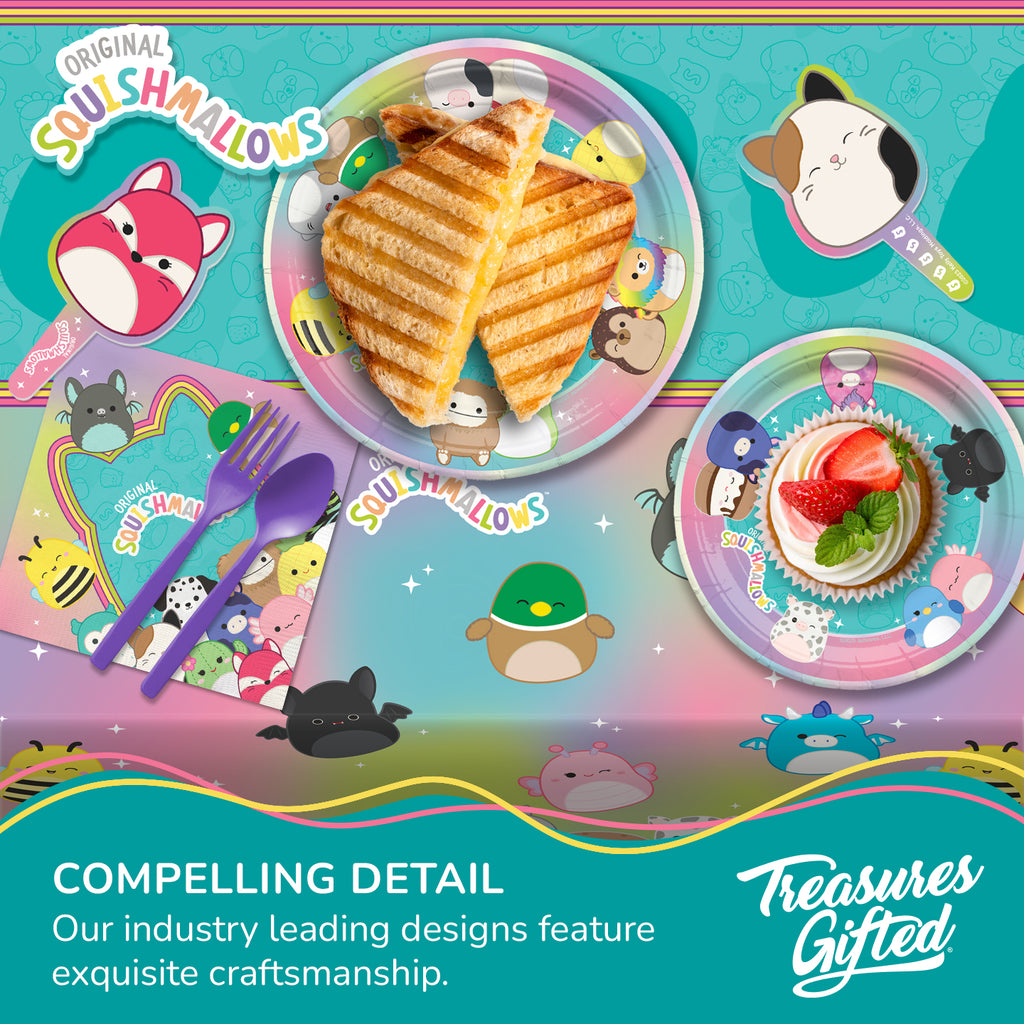 Squishmallows Party Decorations Tableware Deluxe Set for 16 Guests