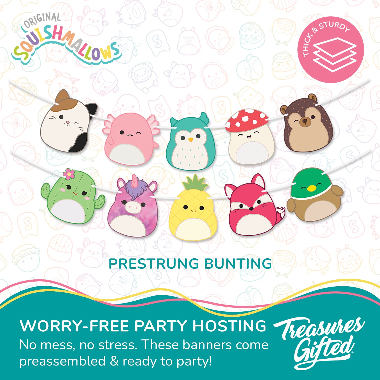 Squishmallows Banner & Pennants Kit - Squishmallows Party Decorations