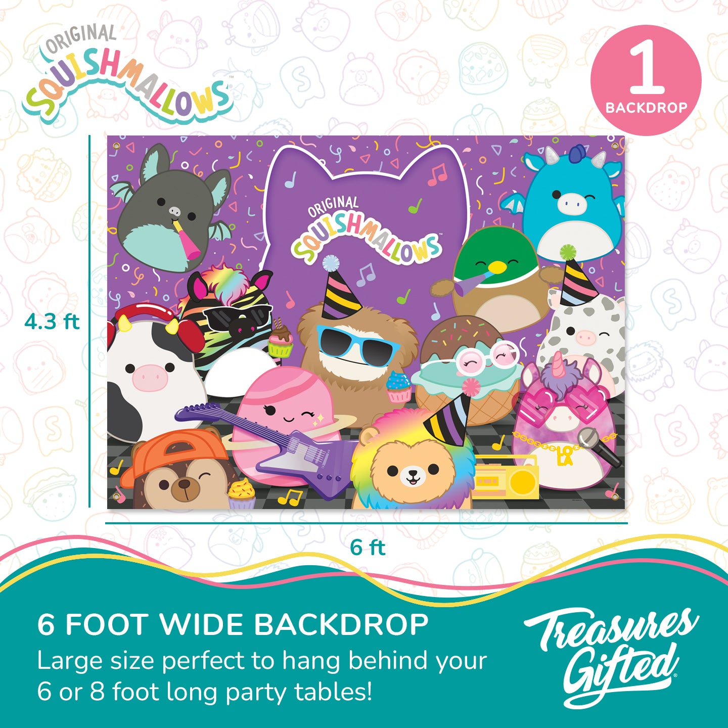 Club Squishmallows Backdrop - Club Squishmallows Party Decorations