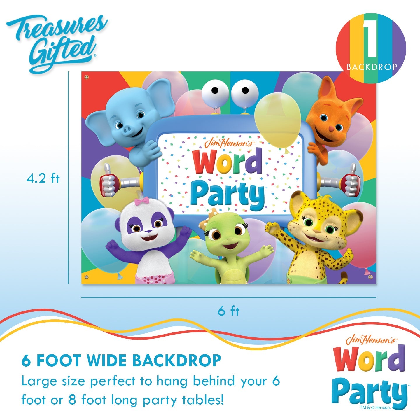 Word Party Backdrop - Word Party Birthday Supplies