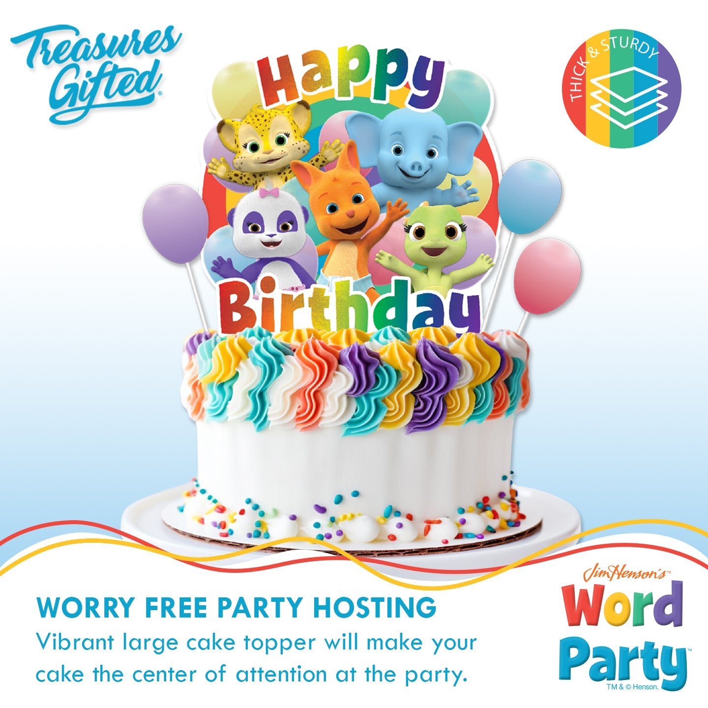 Word Party Cake Topper - Word Party Birthday Supplies