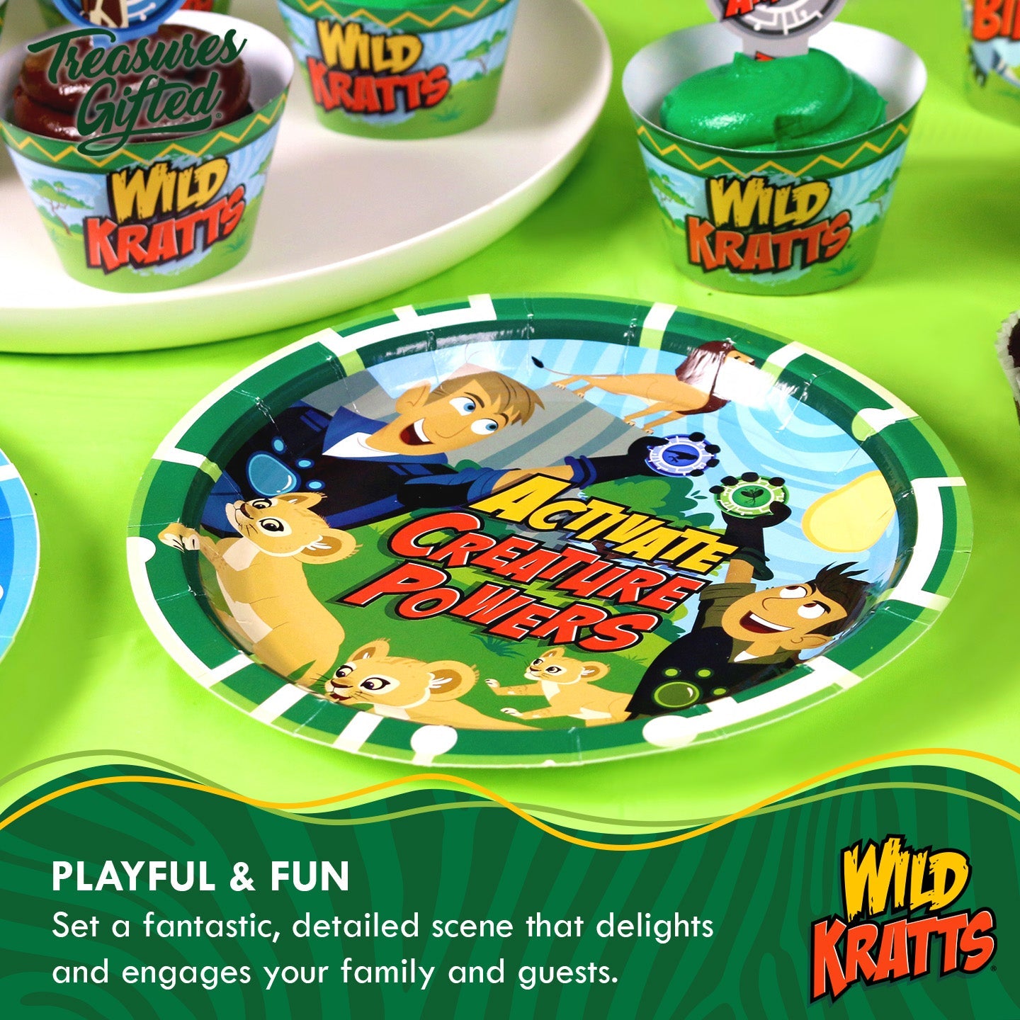 Wild Kratts Birthday Party Supplies Tableware Starter Set for 16 Guests