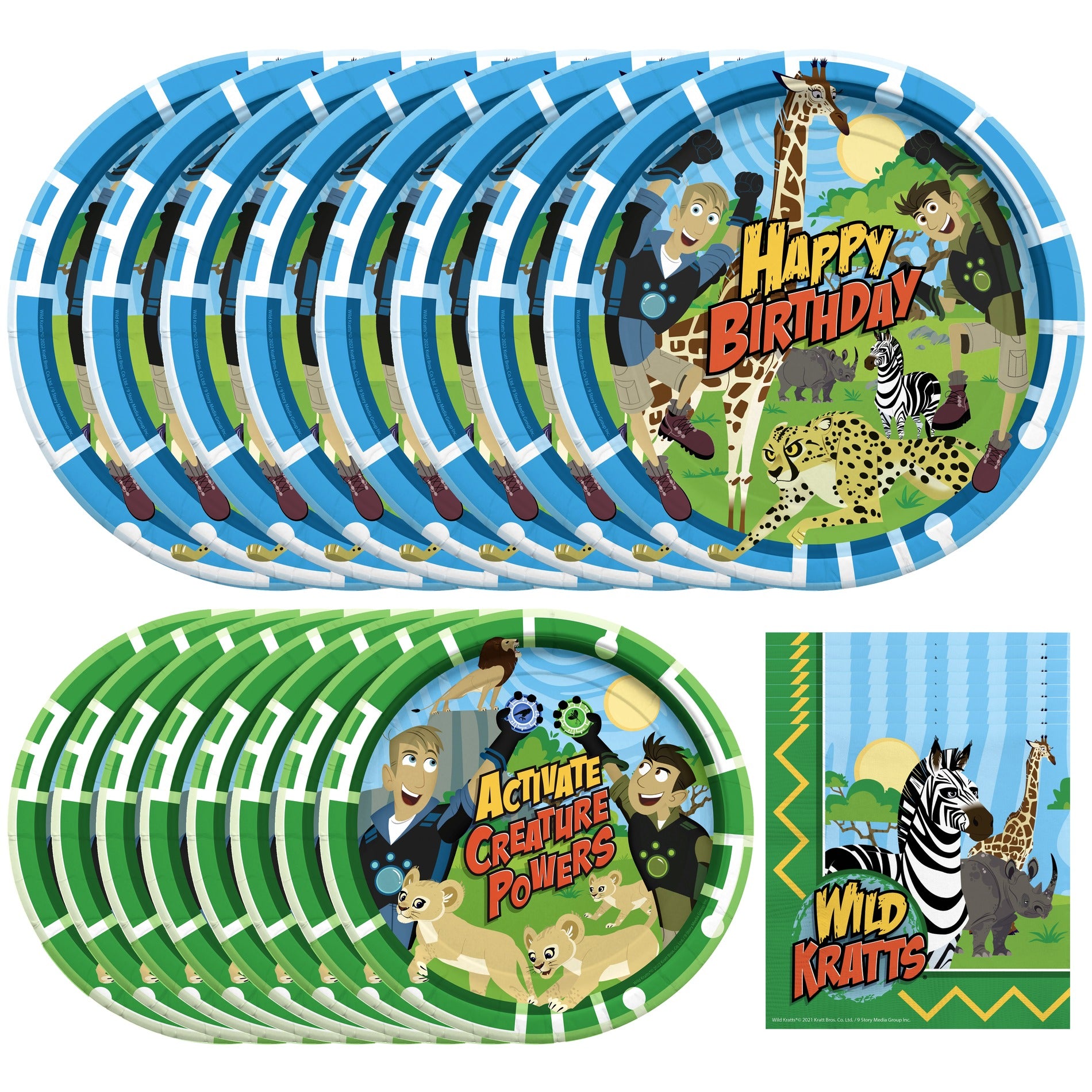 Wild Kratts Birthday Party Supplies Tableware Starter Set for 24 Guests
