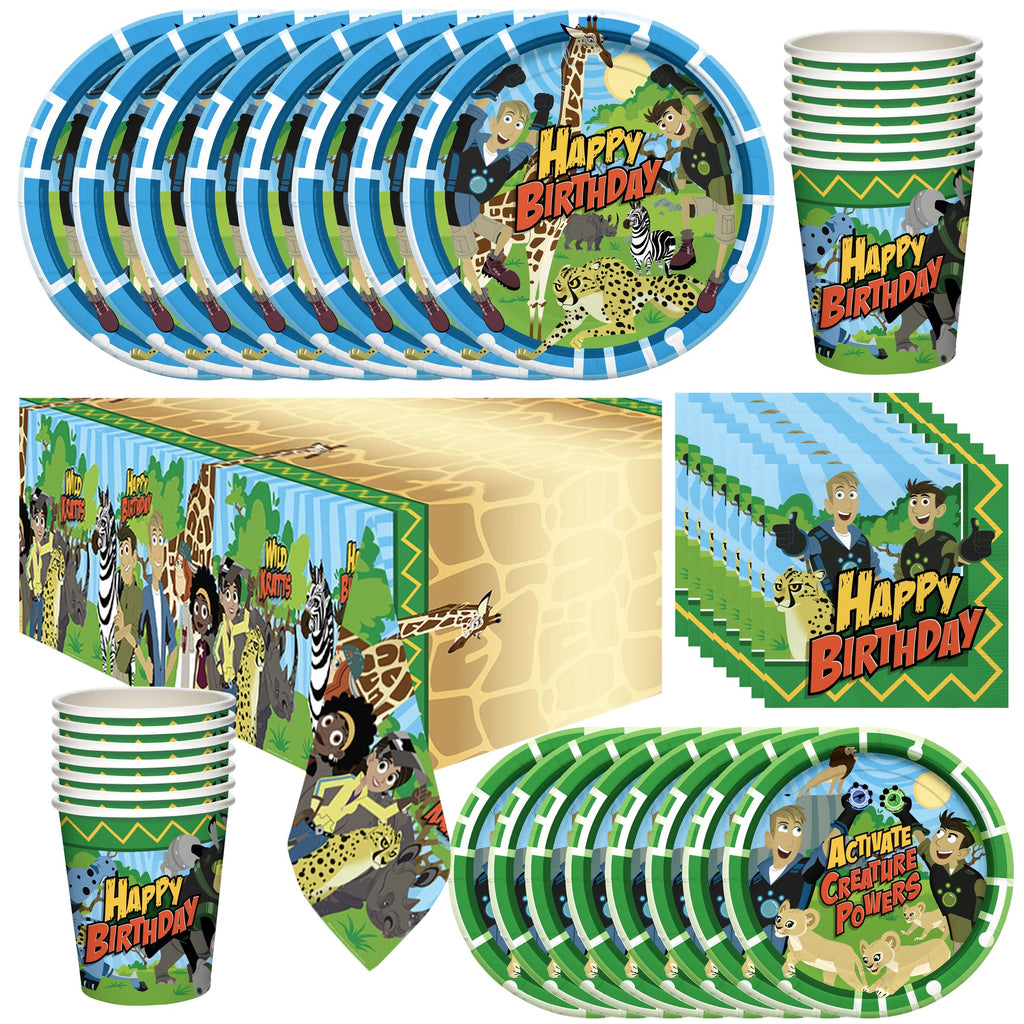 Wild Kratts Birthday Party Supplies Tableware Deluxe Set for 16 Guests
