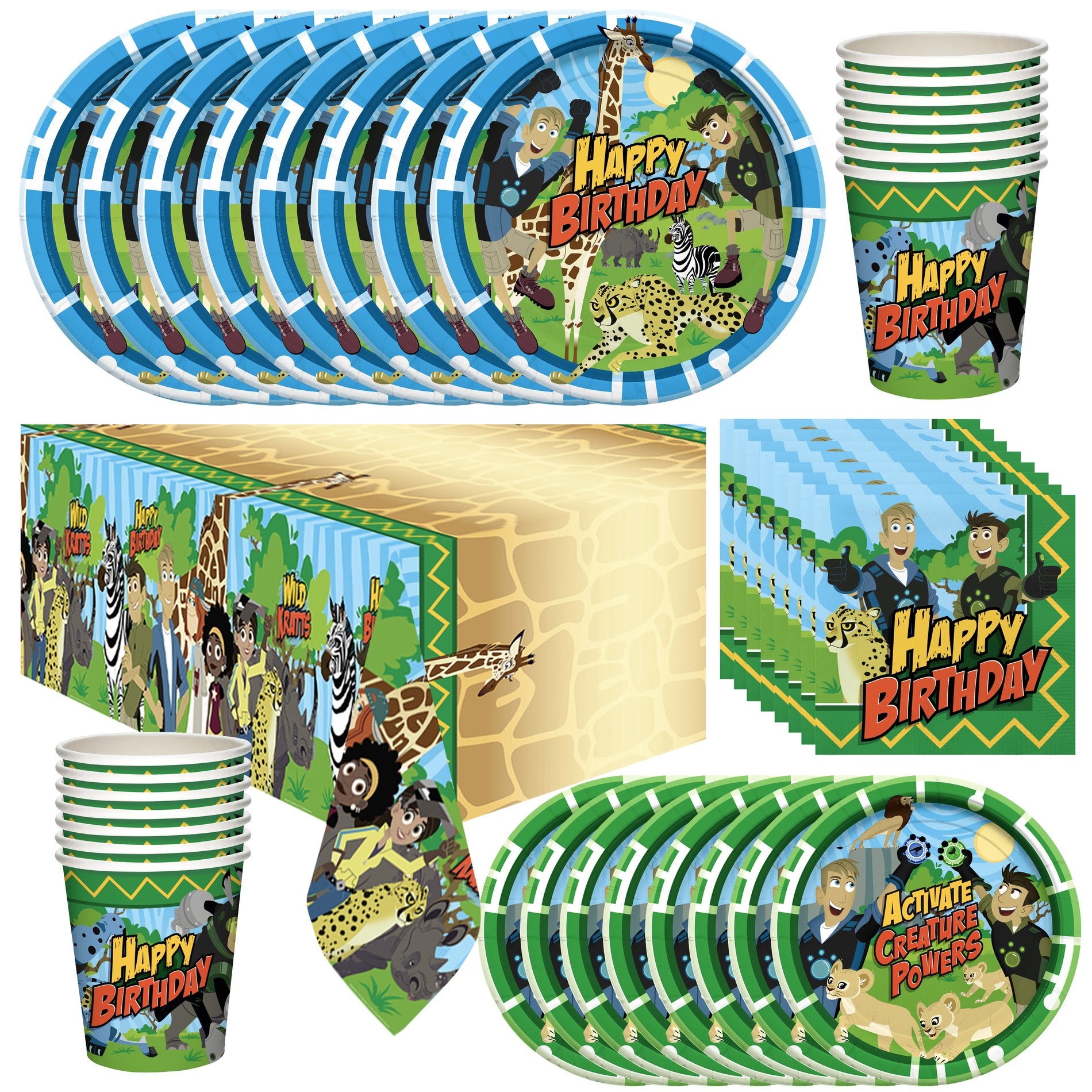 Wild Kratts Birthday Party Supplies Tableware Deluxe Set for 24 Guests