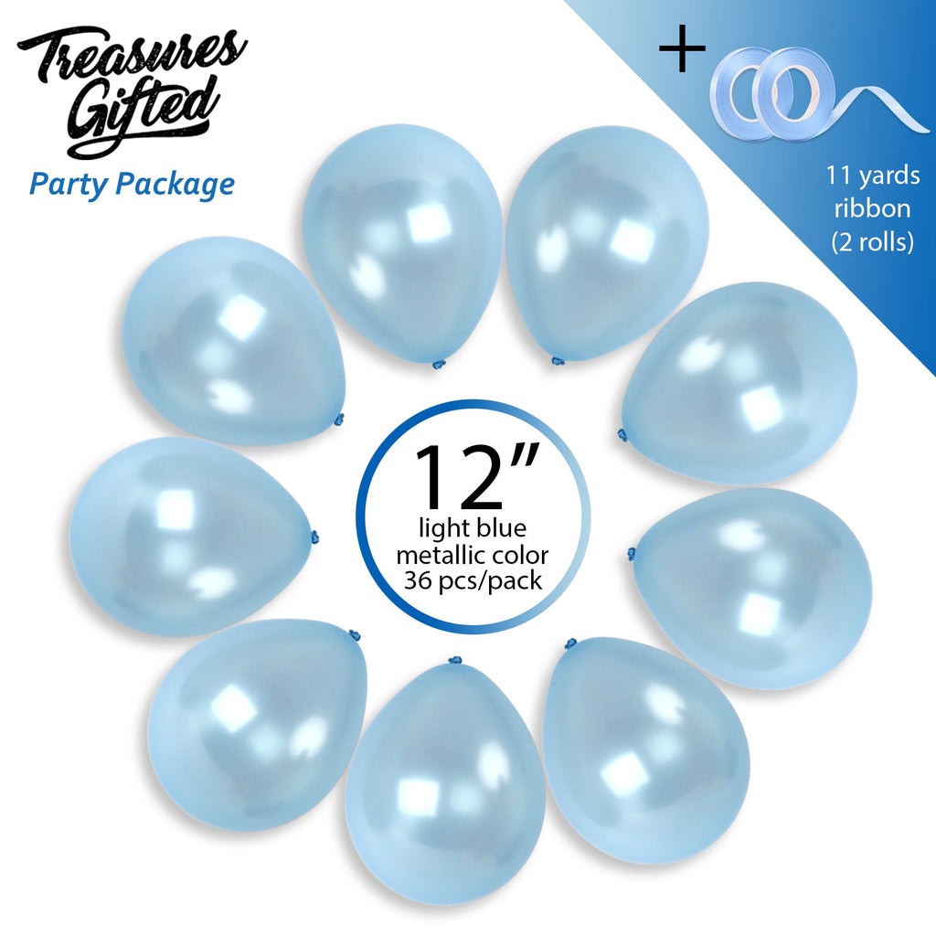 Pearlescent Powder Blue Balloons - 12 Inch Latex Balloons