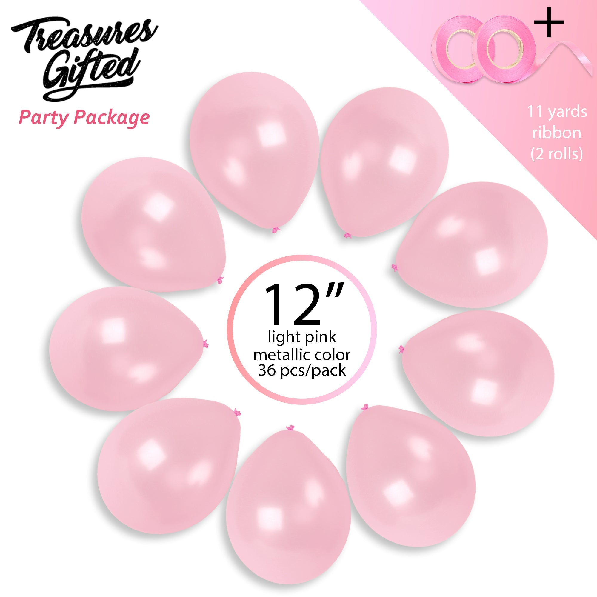 Pearlescent Light Pink Balloons - 12 Inch Latex Balloons