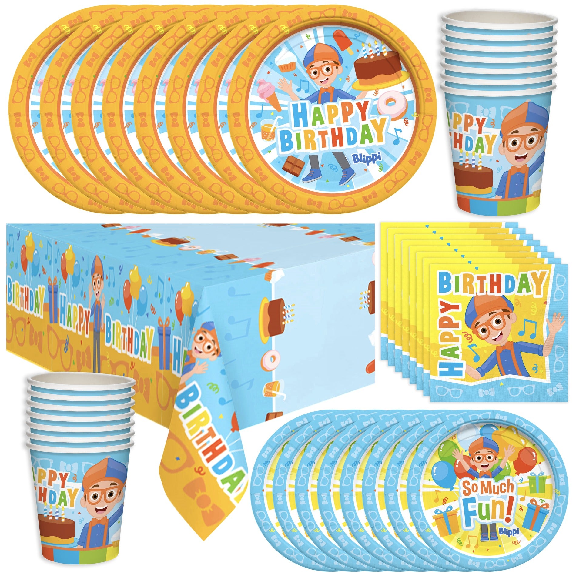 Blippi Party Tableware Deluxe Set for 16 Guests