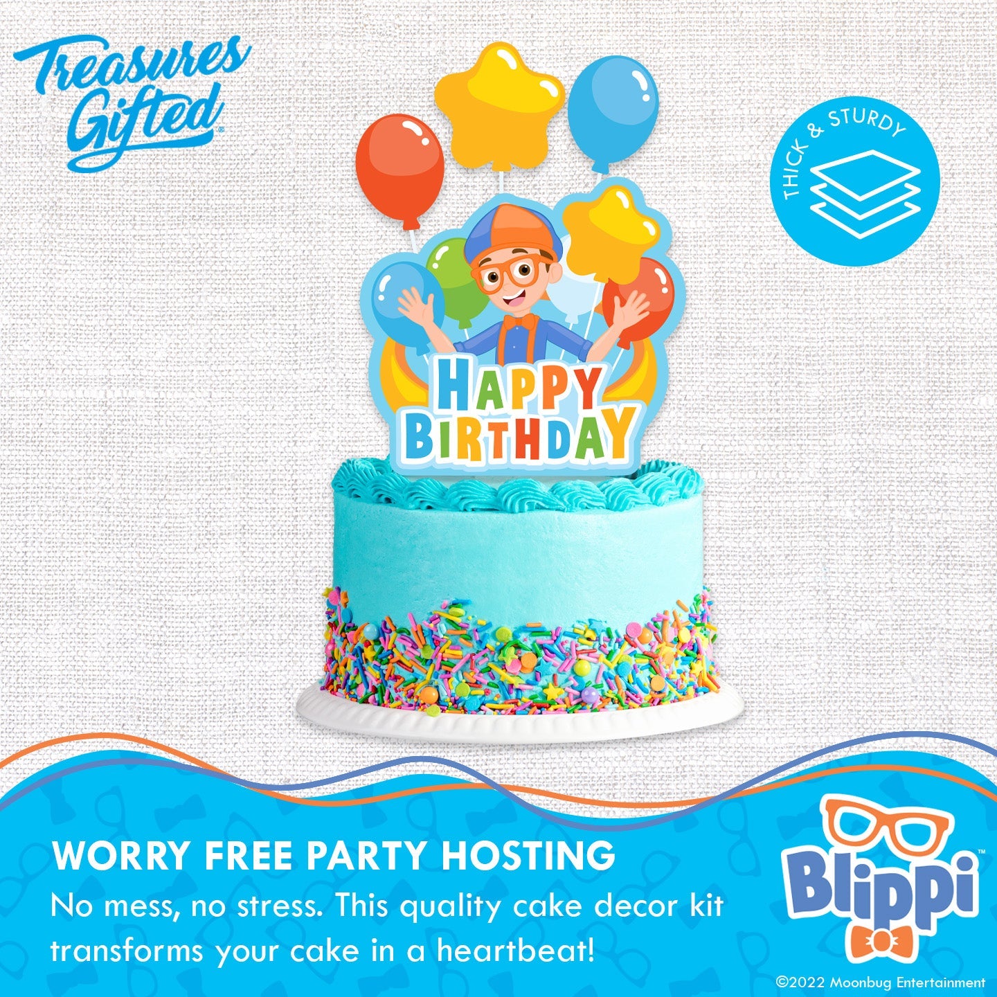 Blippi Birthday Cake Topper & Blippi Cupcake Toppers Kit
