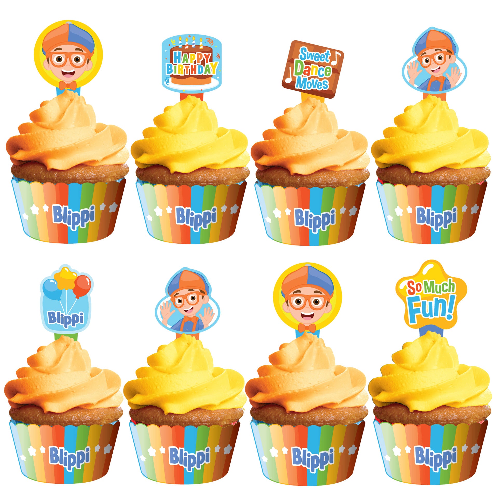 Blippi Party Cupcake Toppers & Blippi Cupcake Wrappers
