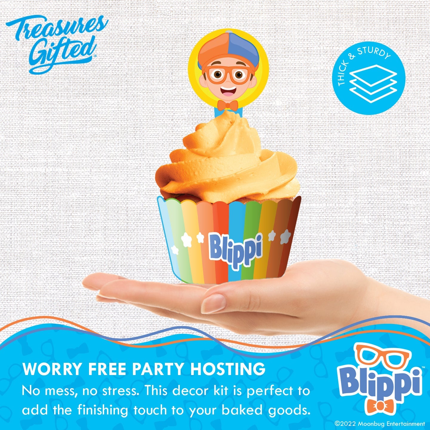 Blippi Party Cupcake Toppers & Blippi Cupcake Wrappers