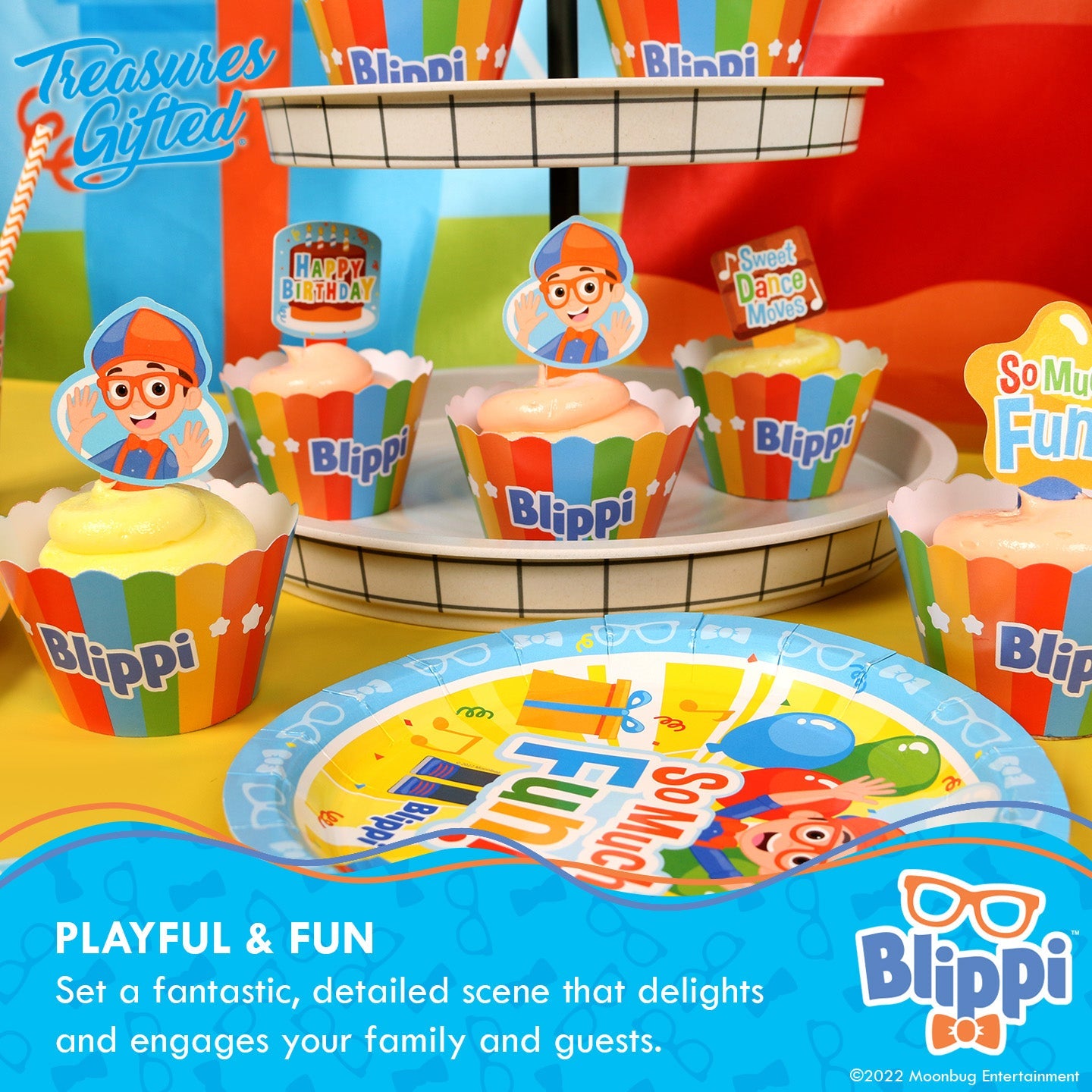Blippi Party Cupcake Toppers & Blippi Cupcake Wrappers