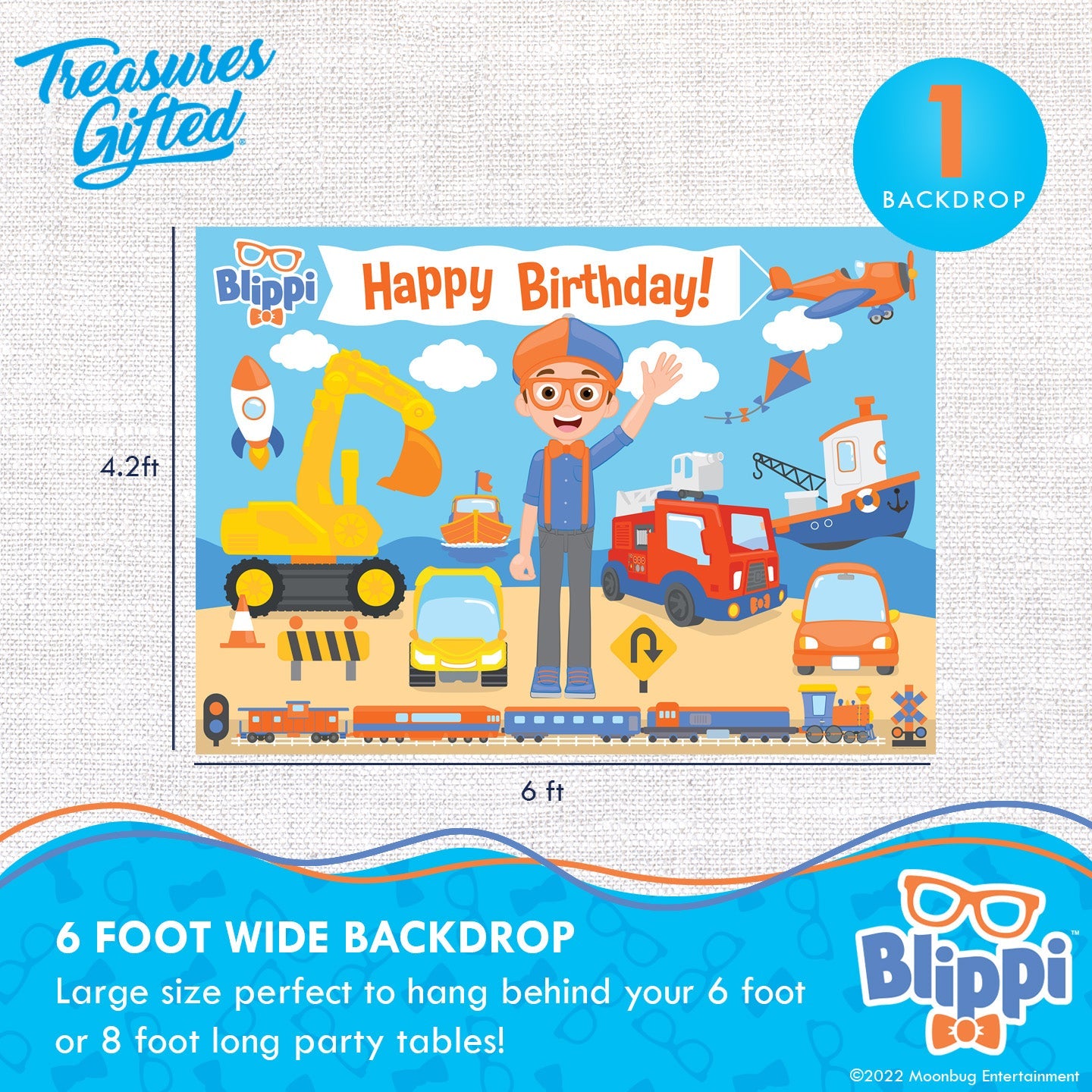 Blippi Banner Backdrop Vehicle - Blippi Party Supplies