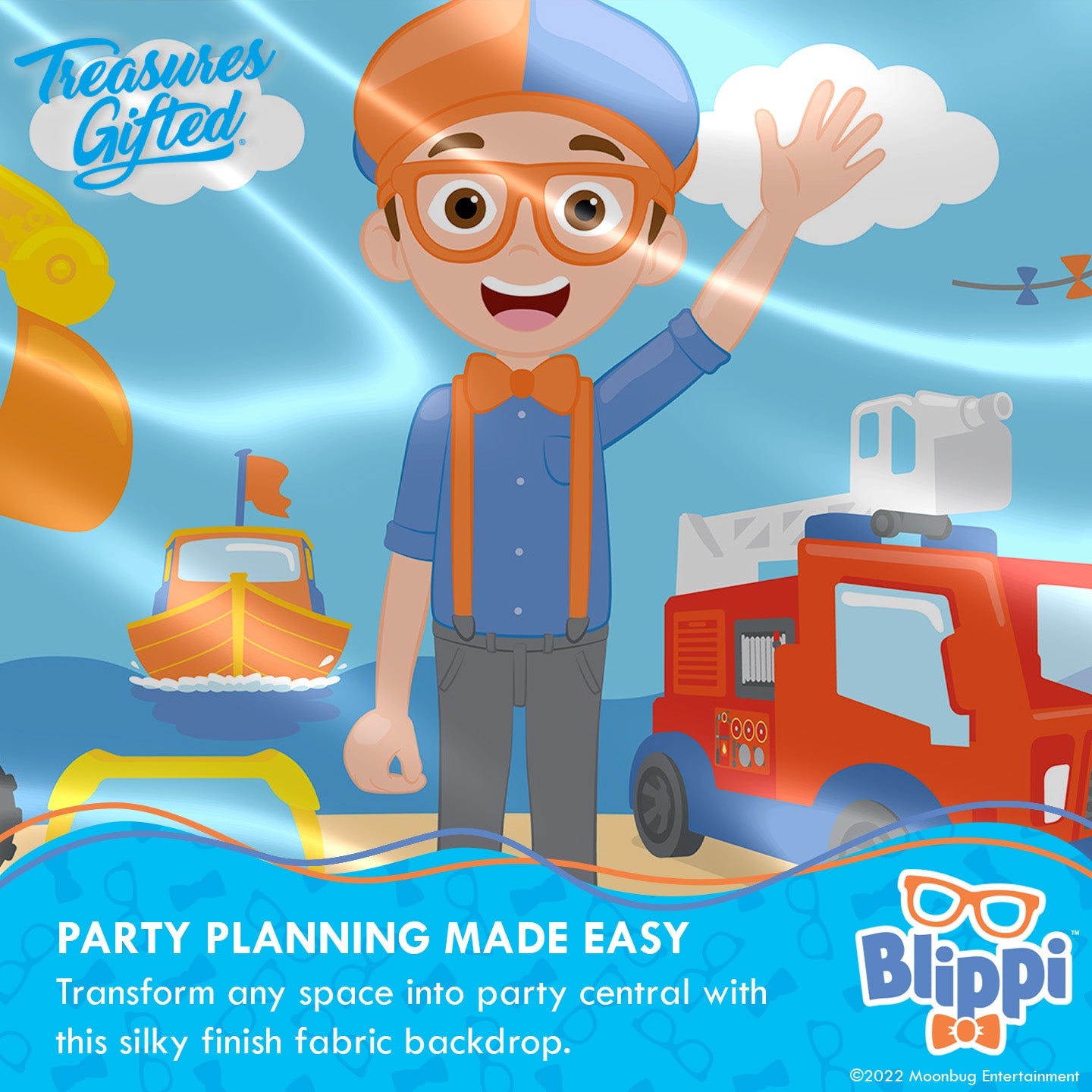 Blippi Banner Backdrop Vehicle - Blippi Party Supplies