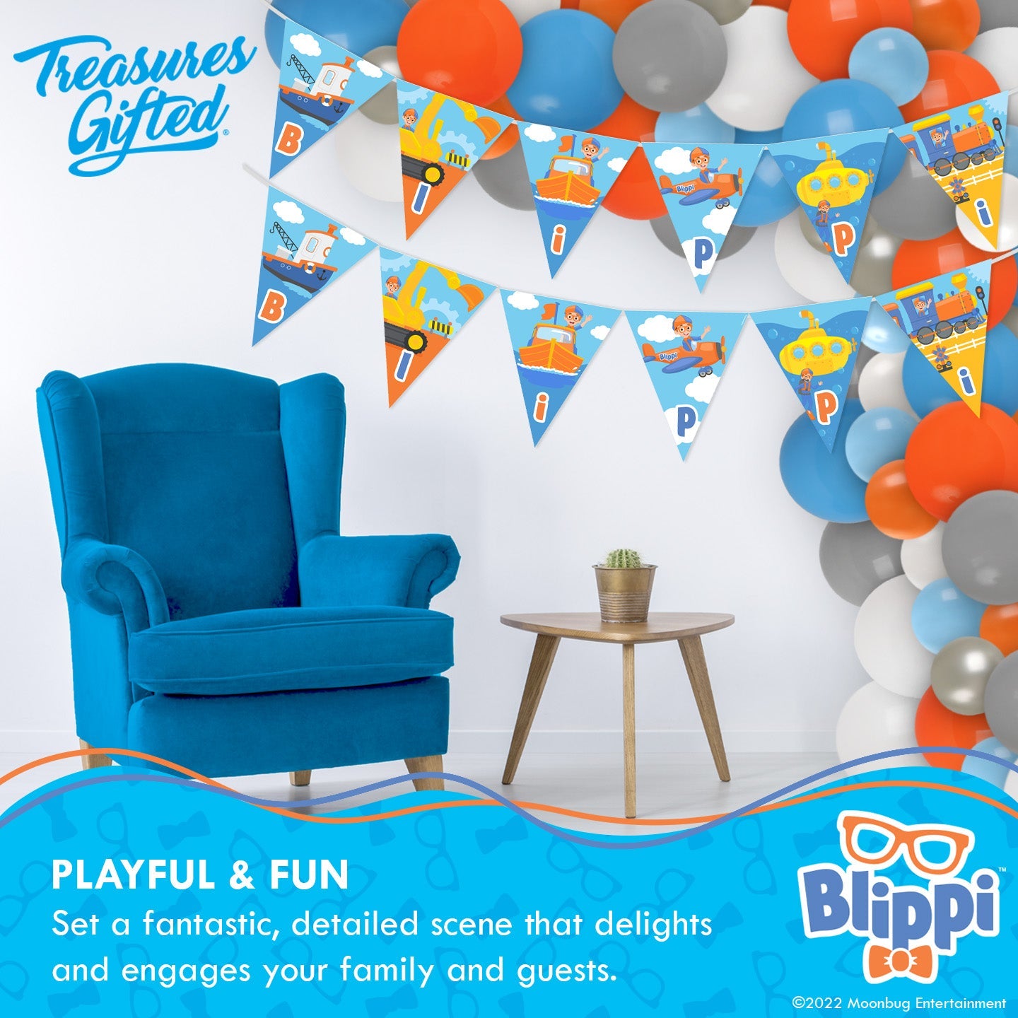 Blippi Birthday Banner Pennant Vehicle - Blippi Party Supplies