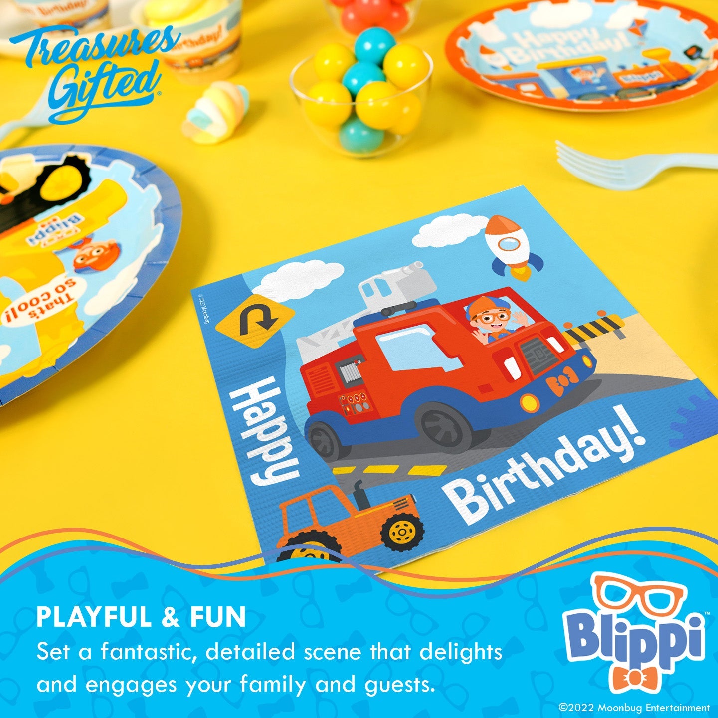 Blippi Party Napkins Vehicle - Blippi Party Supplies