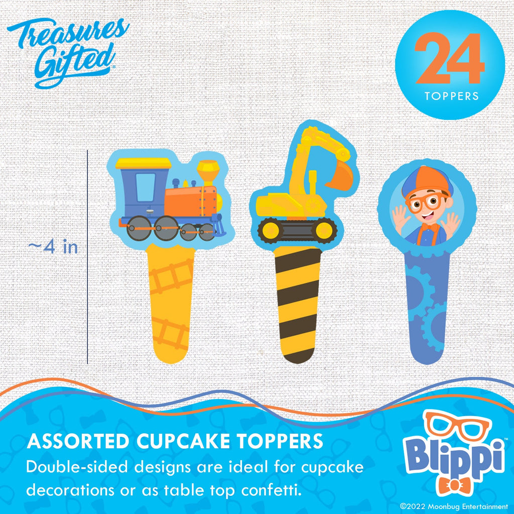 Blippi Party Cupcake Toppers & Blippi Vehicle Cupcake Wrappers