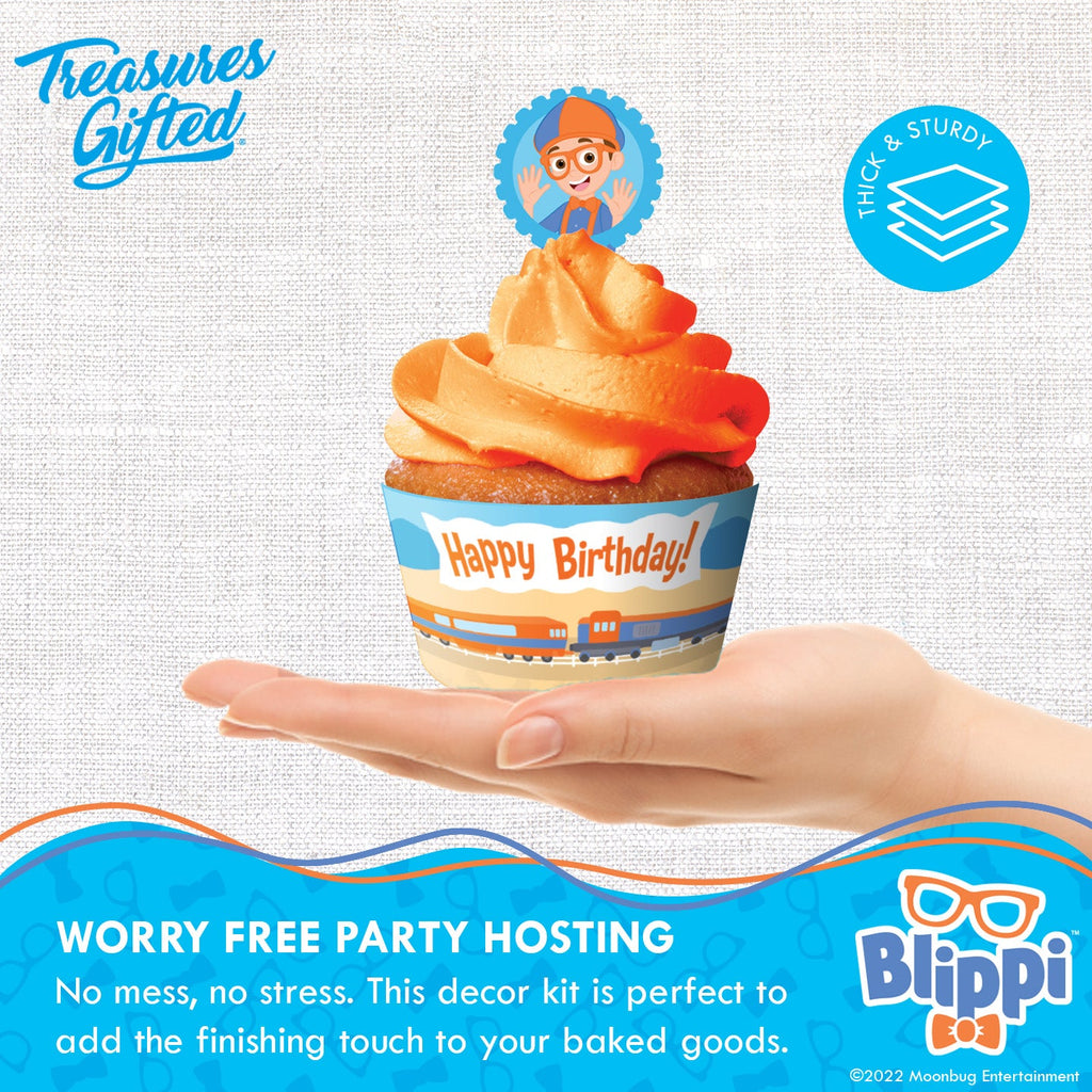Blippi Party Cupcake Toppers & Blippi Vehicle Cupcake Wrappers
