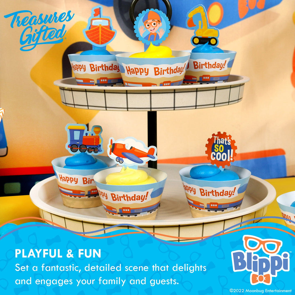 Blippi Party Cupcake Toppers & Blippi Vehicle Cupcake Wrappers
