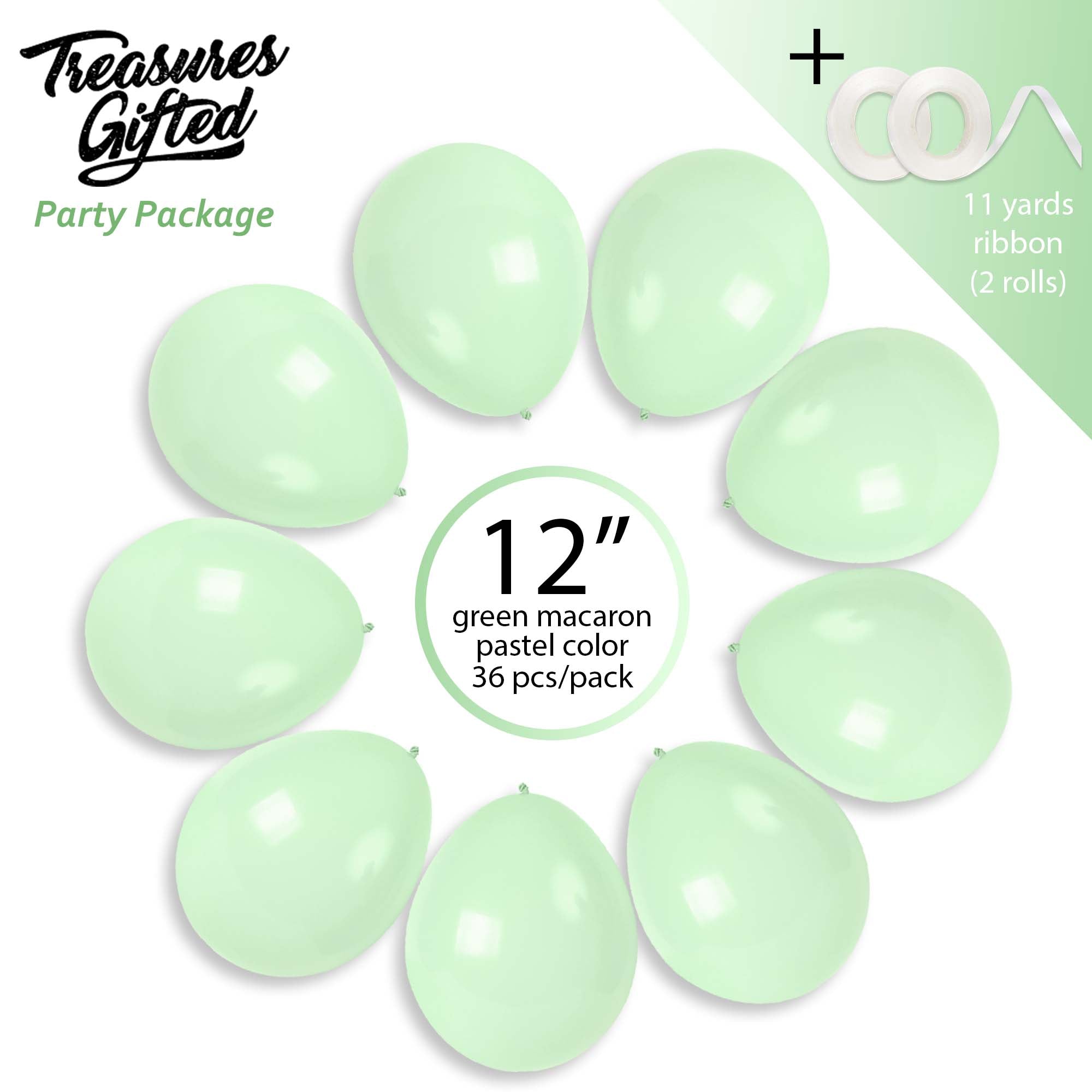 Macaron Mint Green Balloons - 12 Inch Latex Balloons