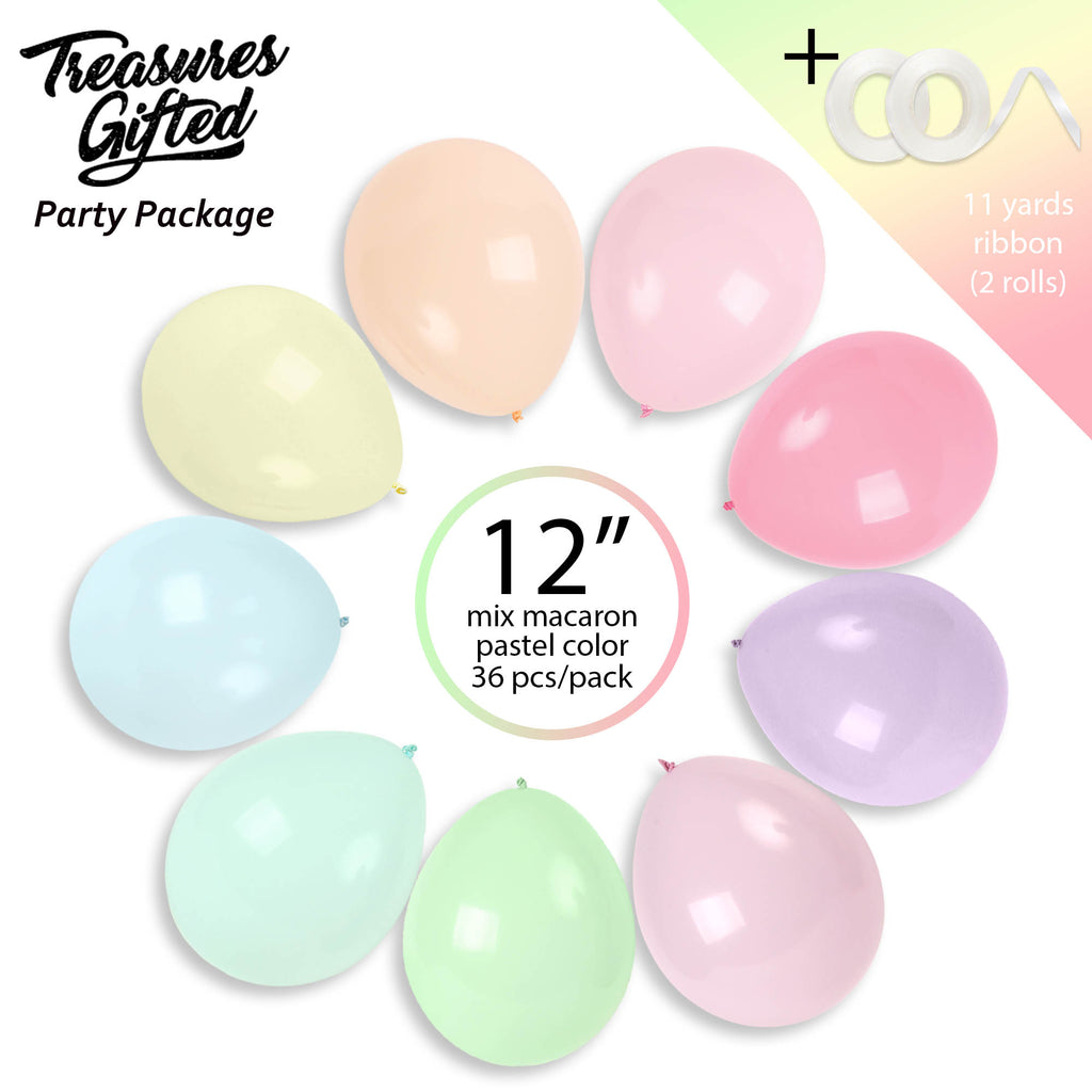 Macaron Assorted Pastel Balloons - 12 Inch Latex Balloons