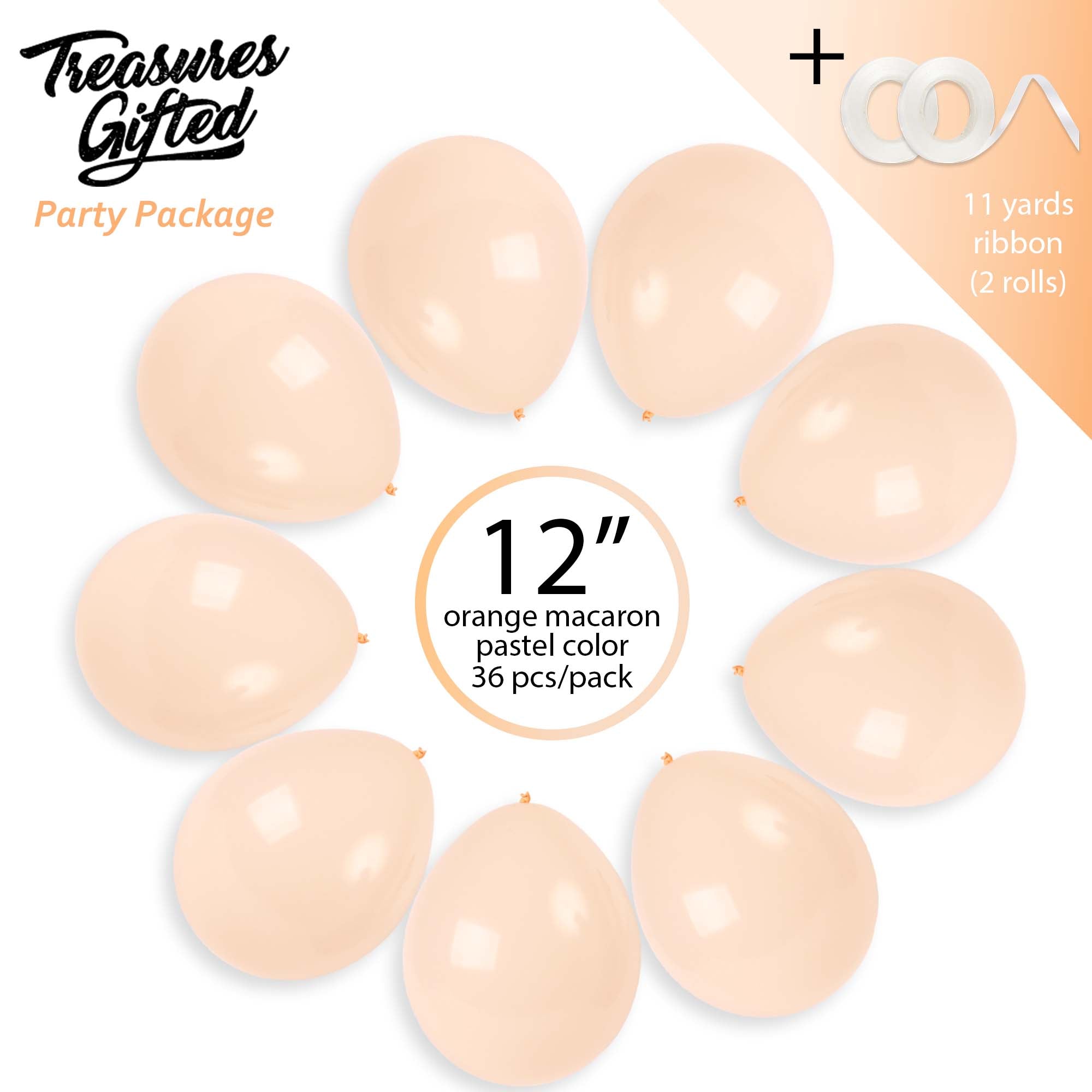 Macaron Pastel Orange Balloons - 12 Inch Latex Balloons