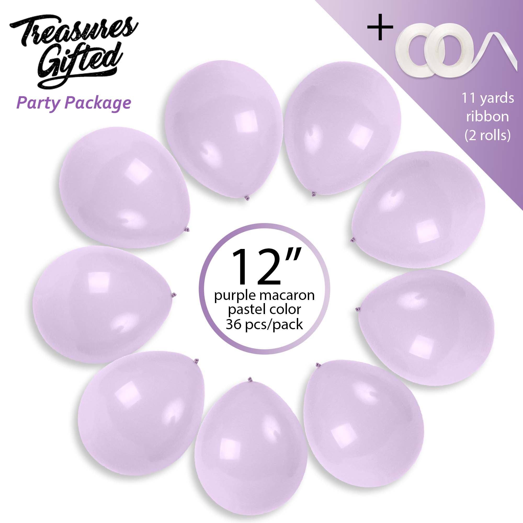 Macaron Pastel Purple Balloons - 12 Inch Latex Balloons