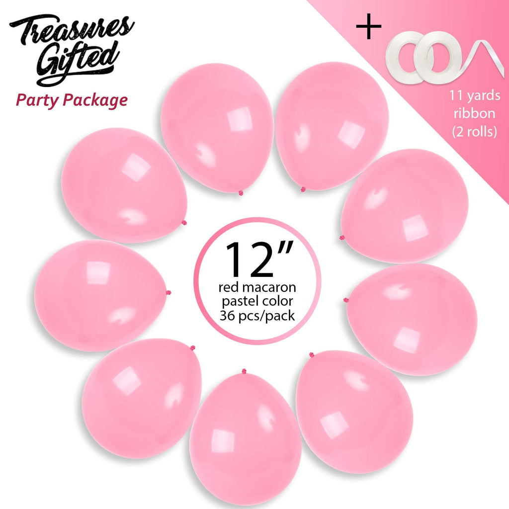 Macaron Red Balloons - 12 Inch Latex Balloons