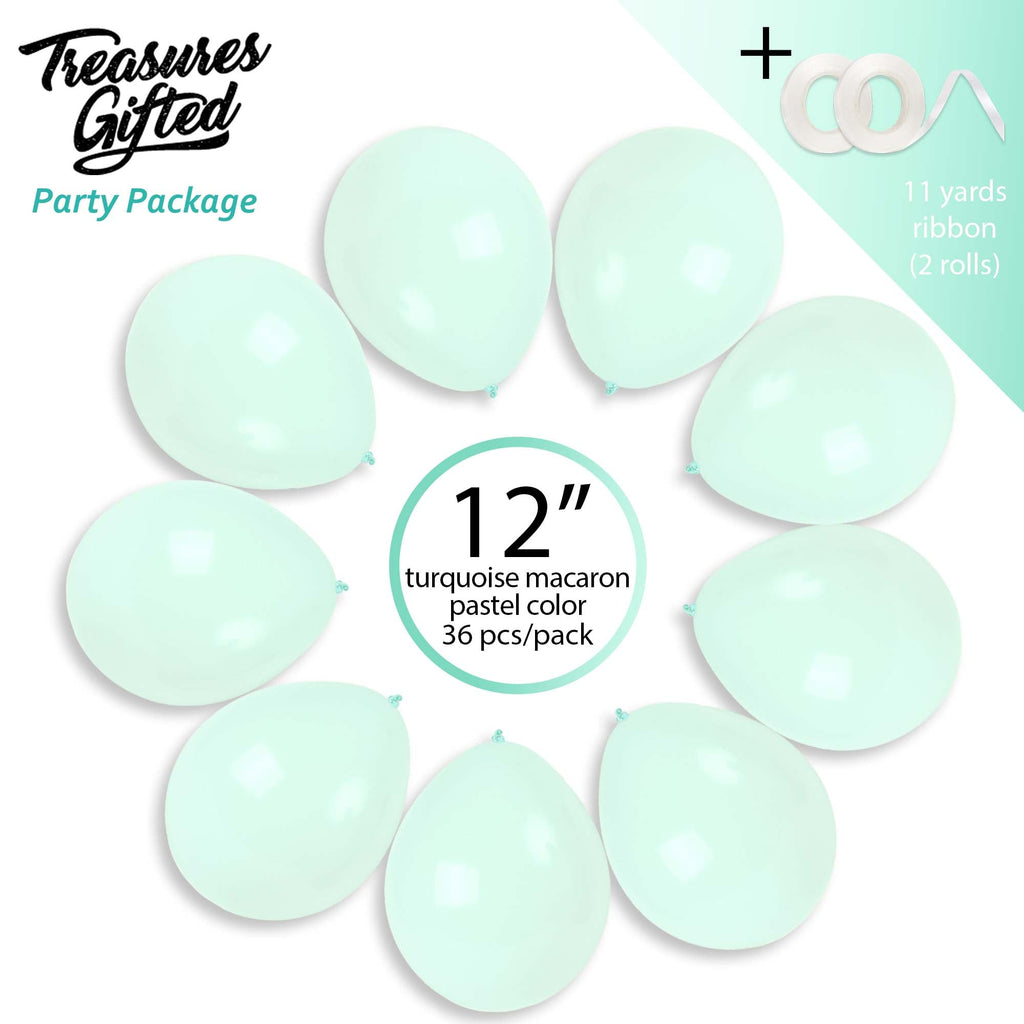 Macaron Soft Turquoise Balloons - 12 Inch Latex Balloons