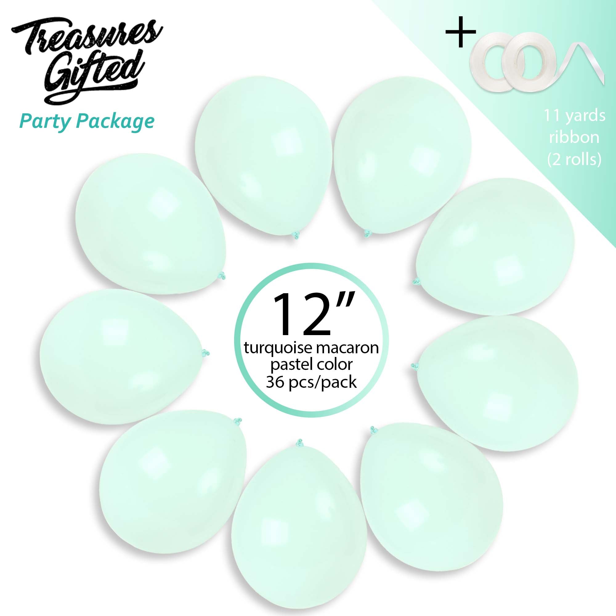 Macaron Soft Turquoise Balloons - 12 Inch Latex Balloons