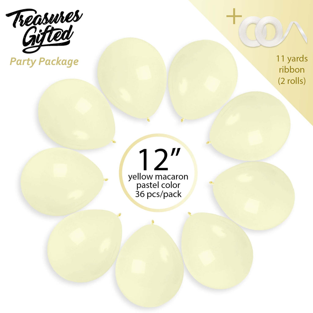 Macaron Pastel Yellow Balloons - 12 Inch Latex Balloons
