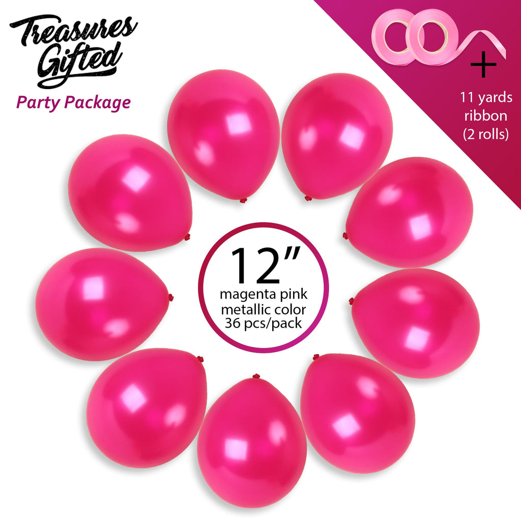 Pearlescent Pink Magenta Balloons - 12 Inch Latex Balloons