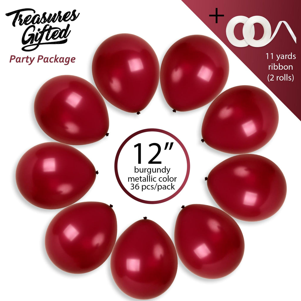 Pearlescent Burgundy Balloons - 12 Inch Latex Balloons