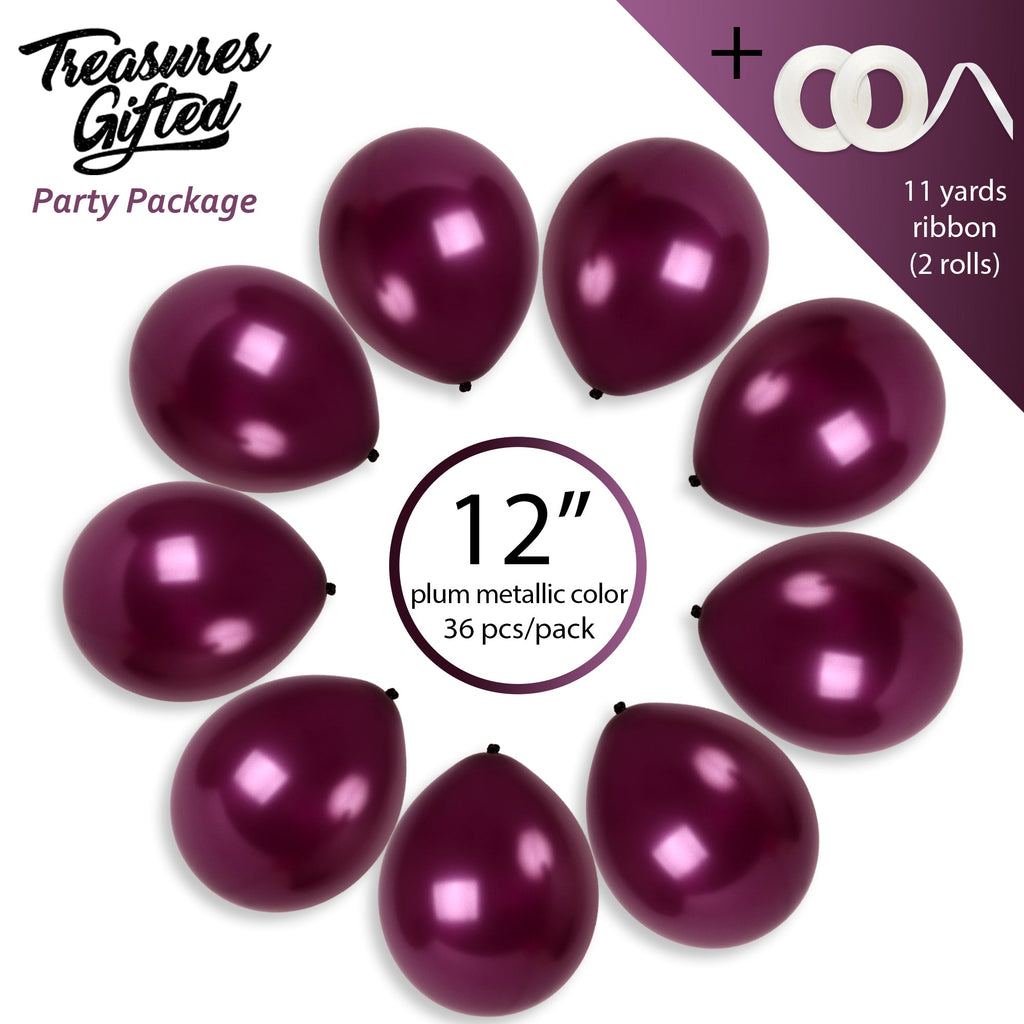 Pearlescent Plum Purple Balloons - 12 Inch Latex Balloons