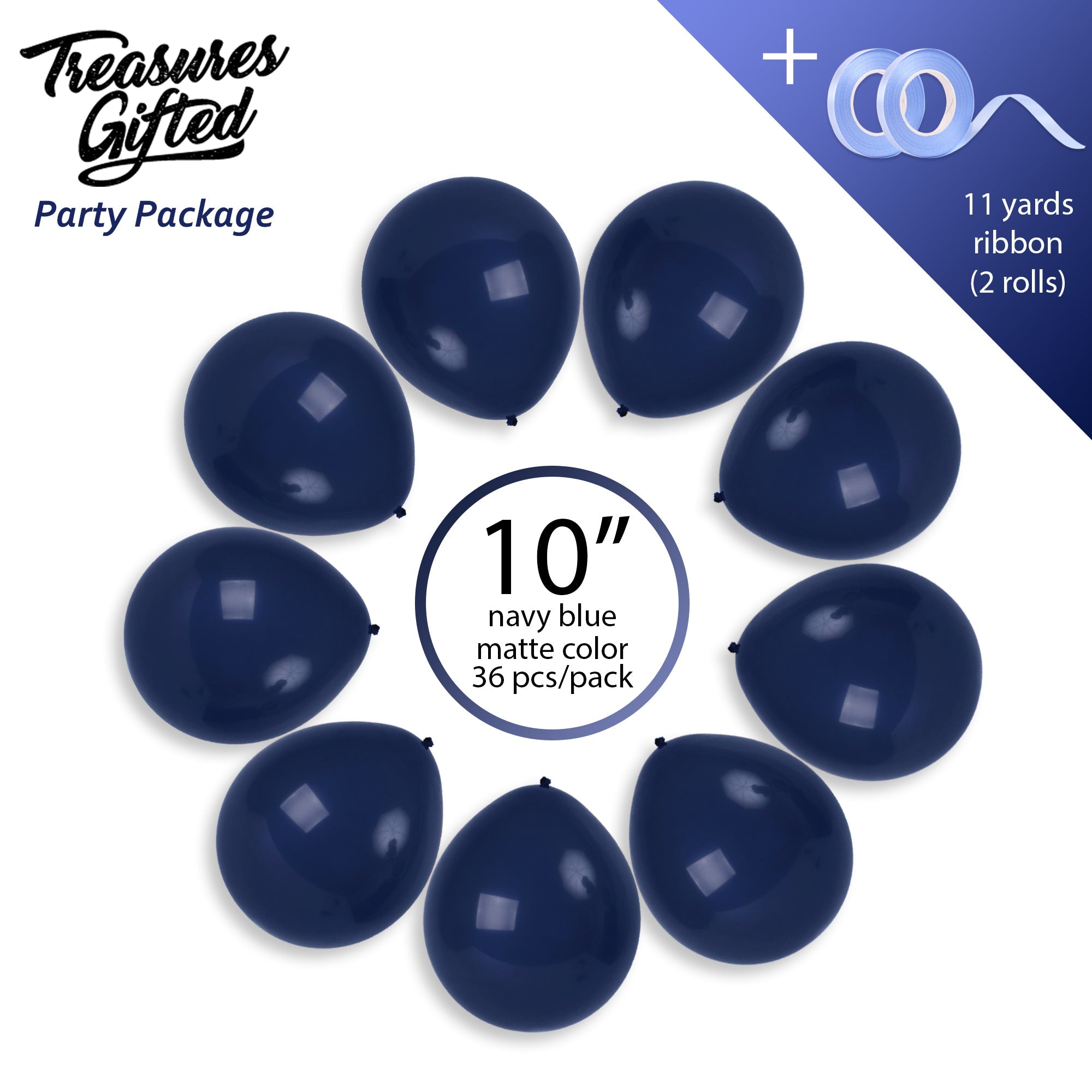 Navy Blue Balloons - 10 Inch Latex Balloons