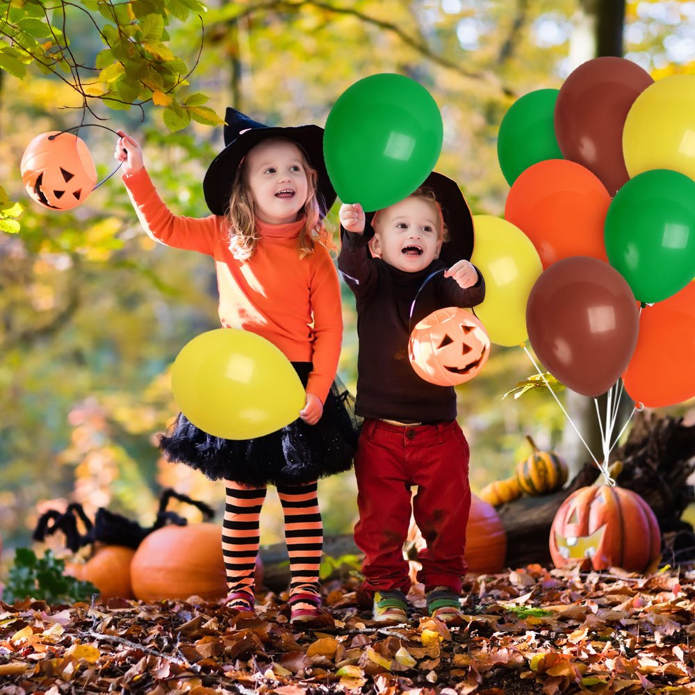 Fall Balloons Orange, Yellow, Green, and Brown 100 Pack - 12 Inch Latex Balloons