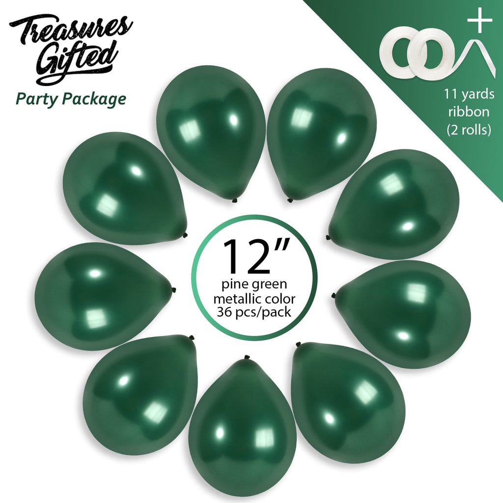 Pearlescent Pine Green Balloons - 12 Inch Latex Balloons