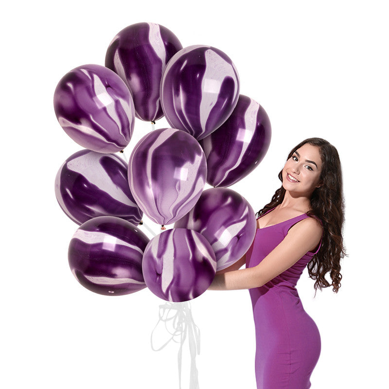 Purple Marble Balloons - 12 Inch Latex Balloons